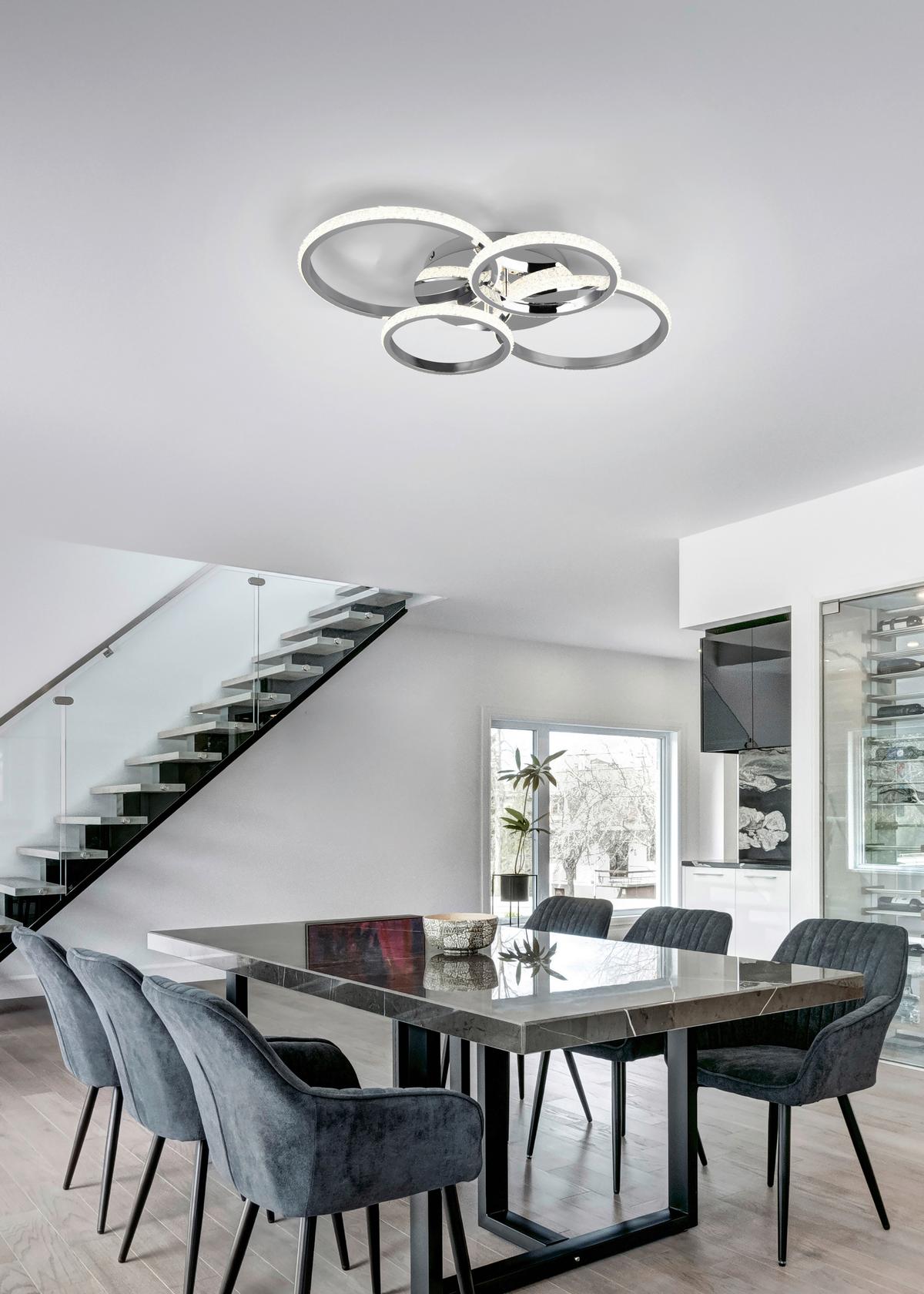 LED-Deckenleuchte Chromfarbe max. 27 Watt - Chromfarben, Design, Metall (65,5/65,5/8,5cm)