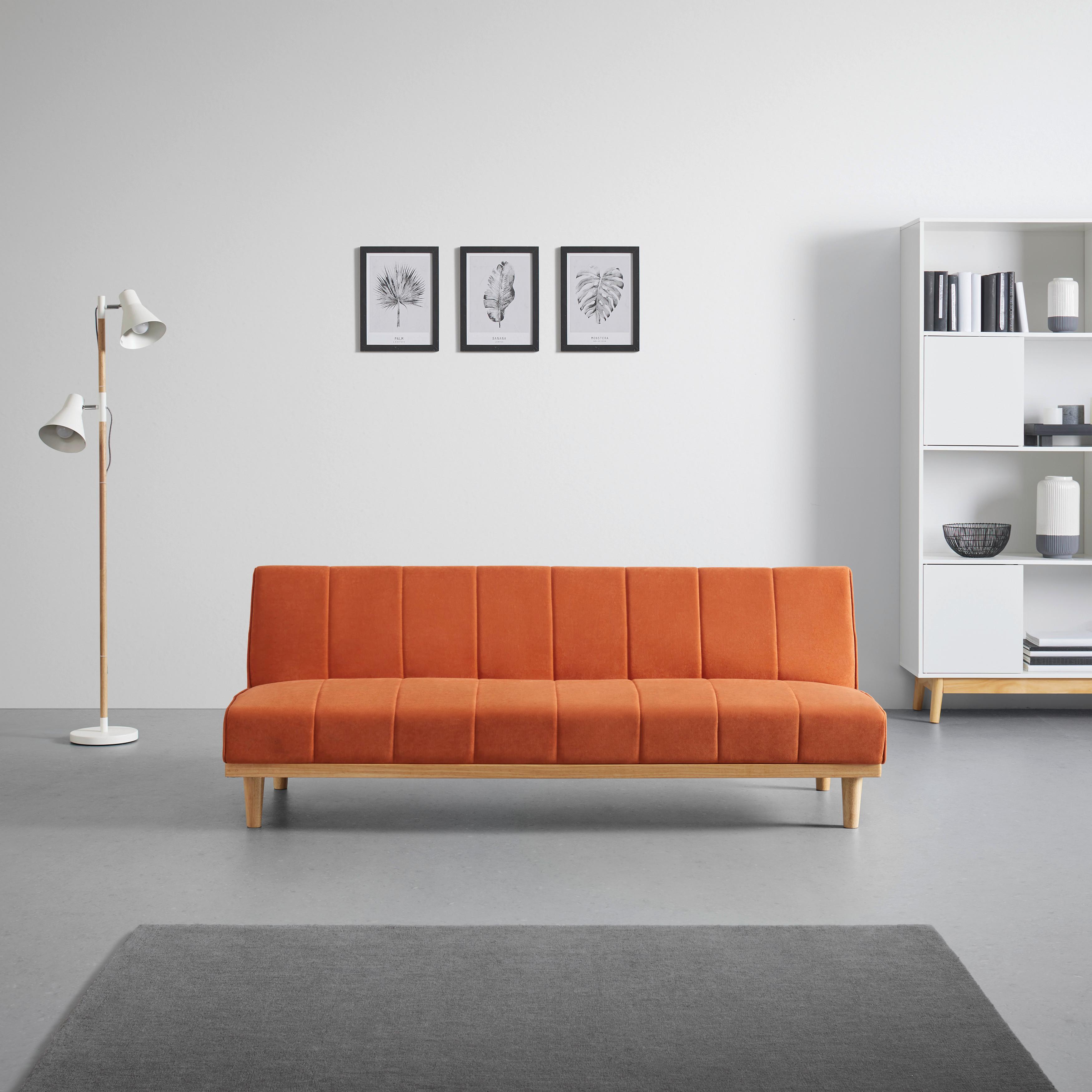 Zofa Sandy, Z Ležiščem - naravne barve/oranžna, Moderno, tekstil/les (179/68/74cm) - Bessagi Home