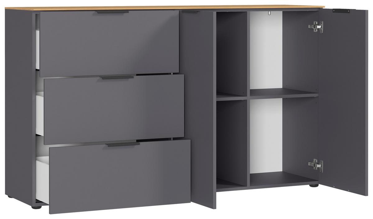Kommode California in Graphitfarben/Eichefarben - Eichefarben/Graphitfarben, Modern, Holzwerkstoff/Metall (151/98/40cm) - Premium Living