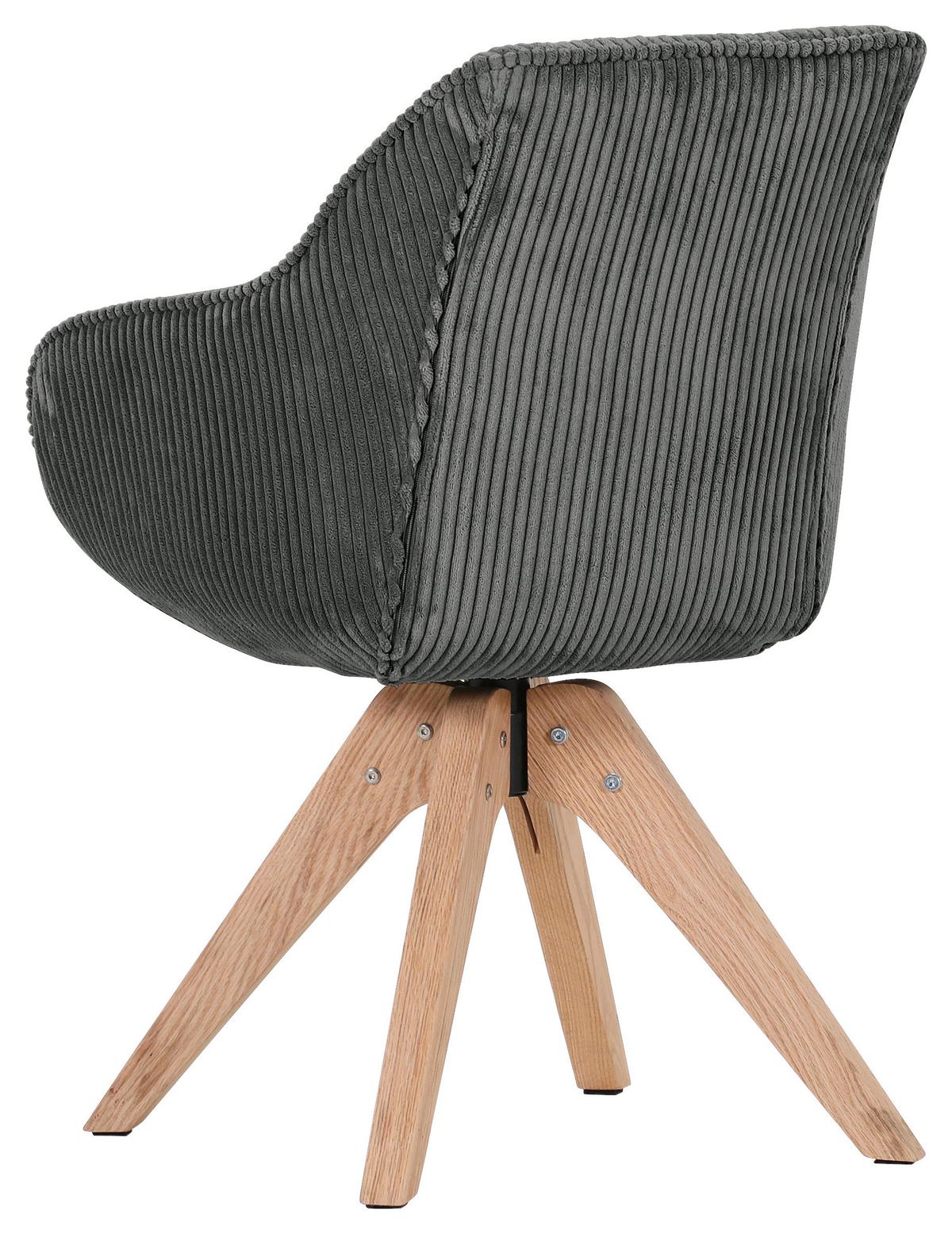 KRZESŁO Z PODŁOKIETNIKAMI EASY - kolor naturalny/ciemnoszary, Konventionell, tkanina/drewno (60/83/65cm) - Landscape