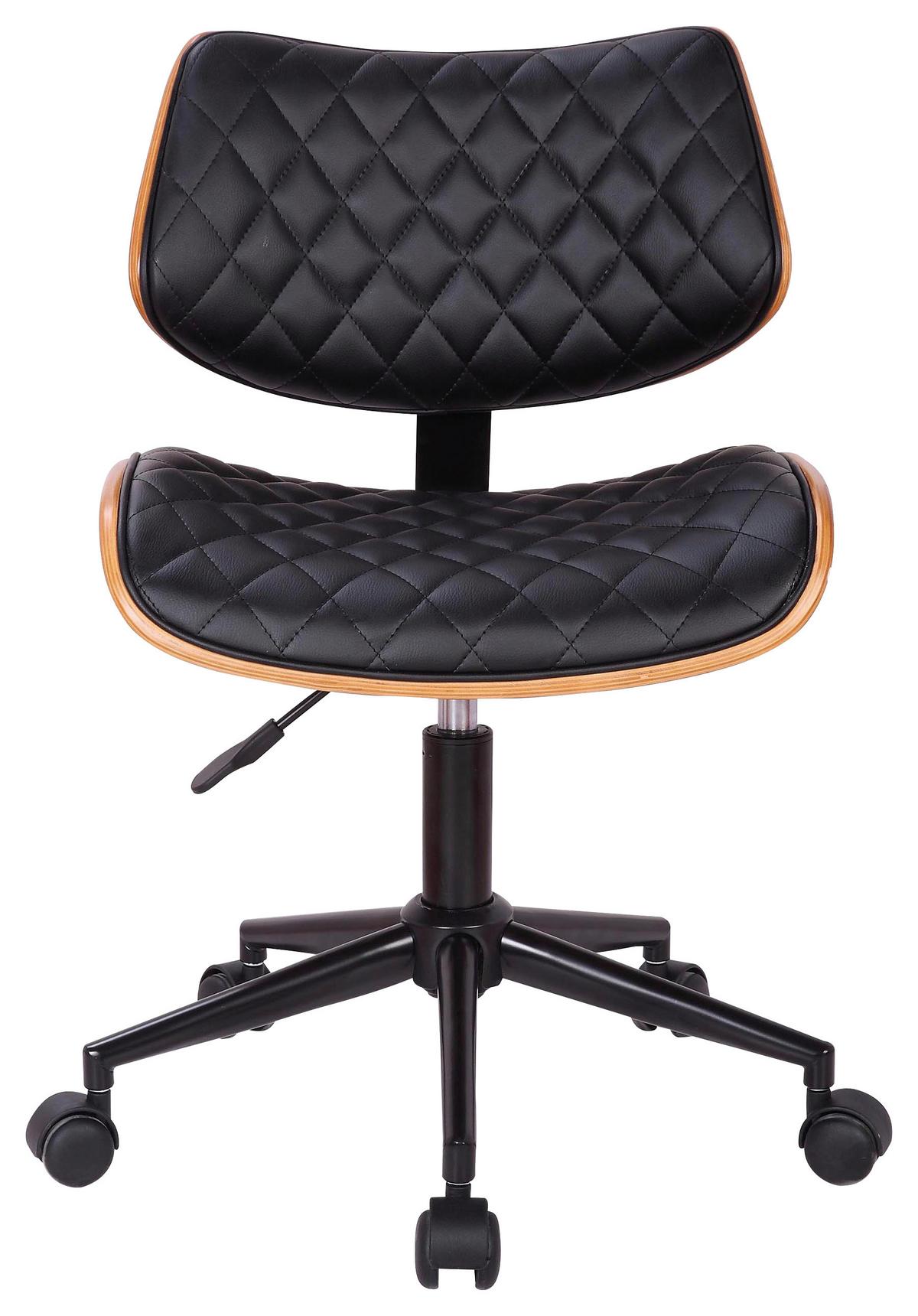 Drehstuhl in Schwarz/Walnussfarben - Walnussfarben/Schwarz, LIFESTYLE, Holz/Textil (48/76-86/51cm) - Premium Living