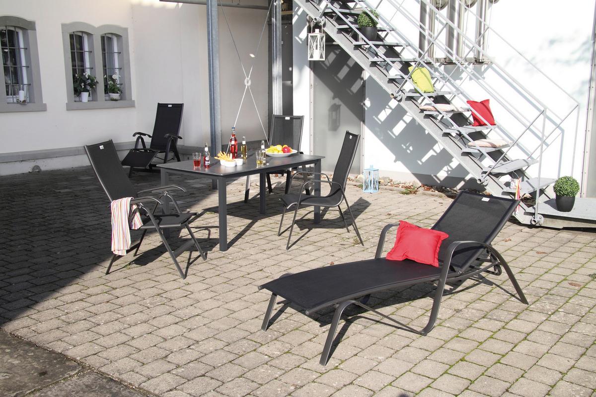 Gartensessel Acamp Metall/Textil - Anthrazit/Schwarz, Basics, Textil/Metall (68/116/61cm) - Acamp