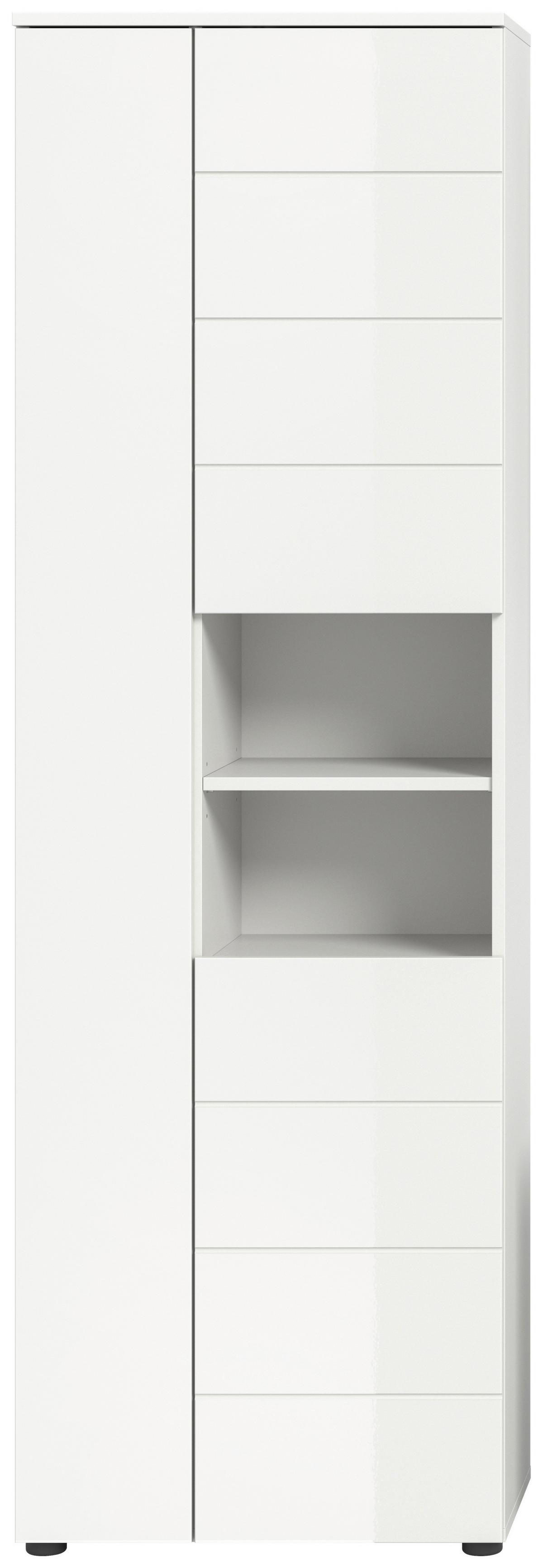 Hochschrank Vira ca. 60x190x34 cm Weiß - Weiß Hochglanz/Schwarz, MODERN, Holzwerkstoff/Kunststoff (60/190/34cm) - MID.YOU