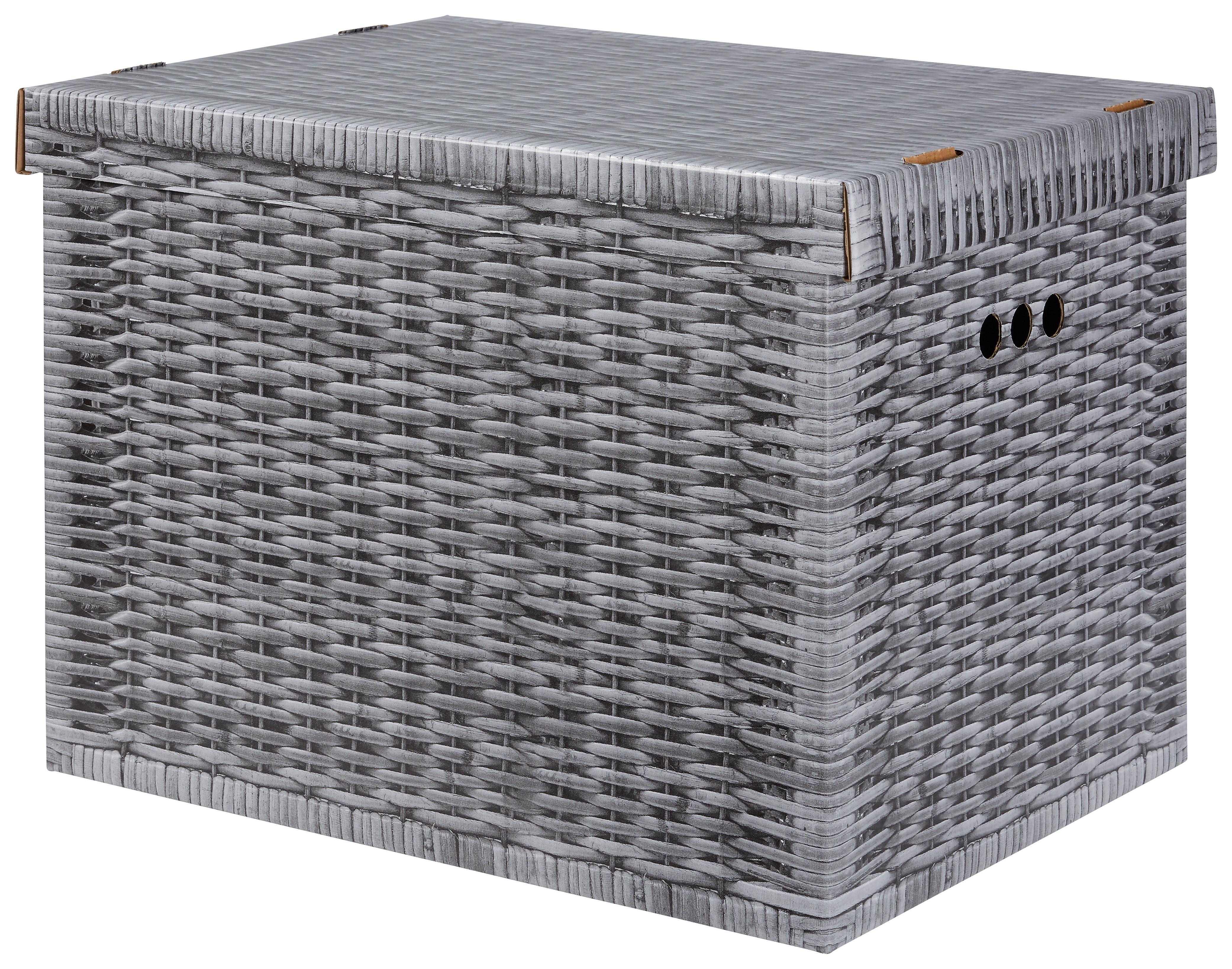 Box mit Deckel Jimmy in Grau - Grau, Karton (44,3/33,5/32,5cm) - Modern Living