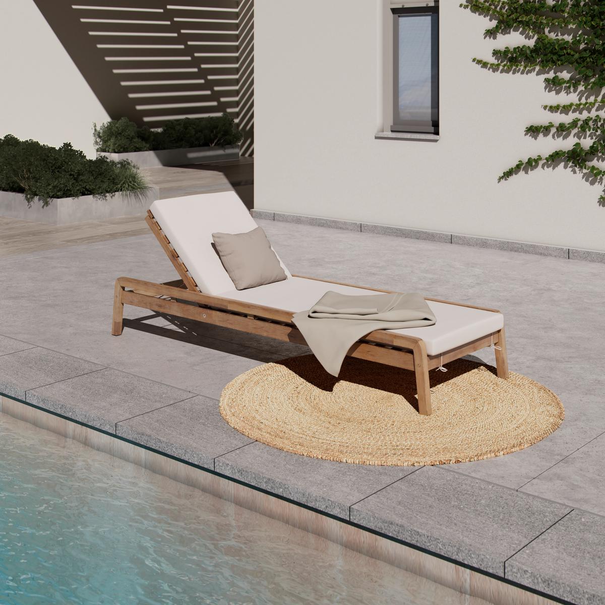 Gartenliege Ella in Naturfarben - Weiss/Naturfarben, Natur, Holz (68/30/200cm) - Mömax