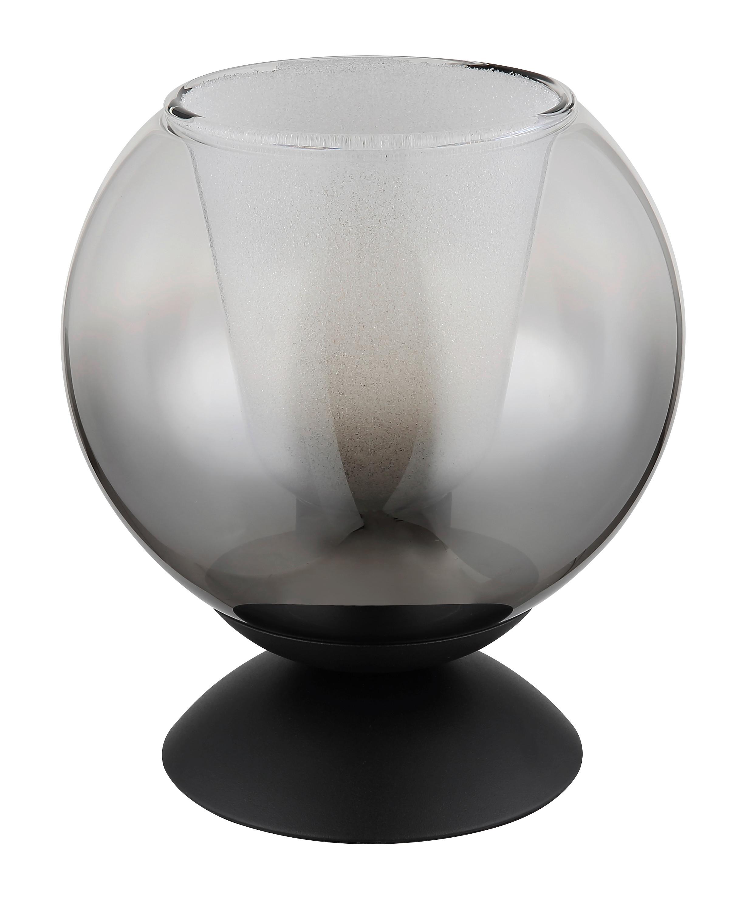 TISCHLEUCHTE 15749T BARRY - Klar/Schwarz, Basics, Glas/Textil (15/20.5cm) - Globo