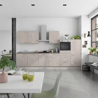 Küchenblock Riva Low m. Geräten Grau - Schieferfarben/Edelstahlfarben, MODERN, Holzwerkstoff/Metall (360cm) - Nobilia