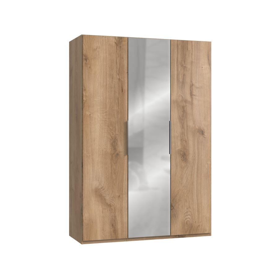 Drehtürenschrank Level 36A mit Spiegel ca. 150 cm Eiche Dekor - Chromfarben/Eichefarben, MODERN, Holzwerkstoff (150/216/58cm) - MID.YOU