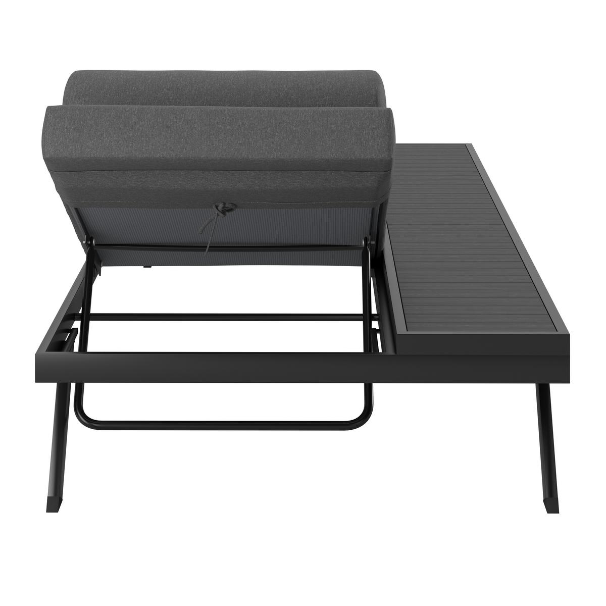 Gartenliege Avolina Dunkelgrau Outdoorstoff/Metall +Abdeckung - Grau, MODERN, Kunststoff/Textil (199/30/86cm) - Bessagi Garden