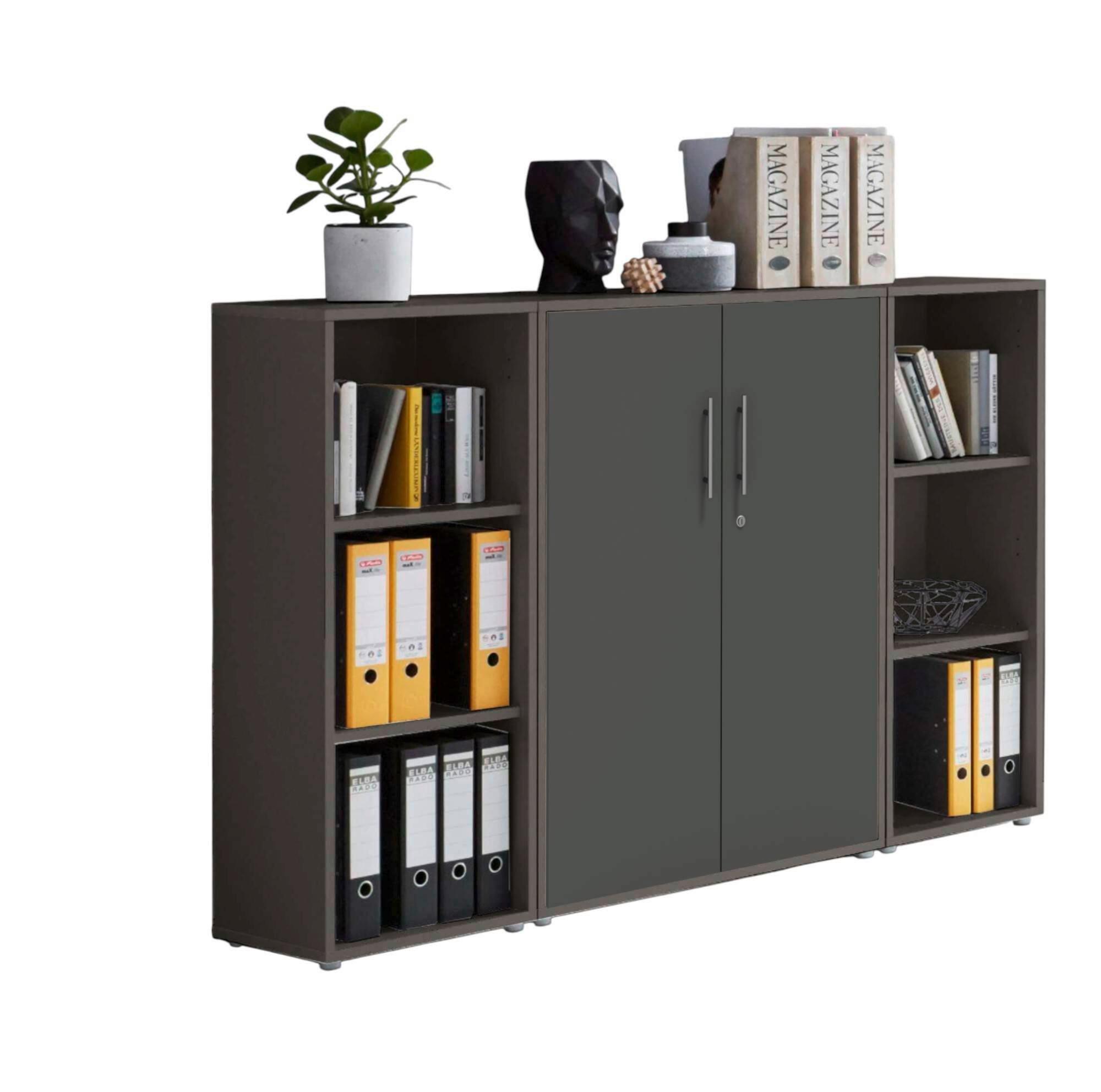 AKTENSCHRANK OFFICE EDITION - SW SET 2 - Anthrazit, MODERN, Holzwerkstoff (172,6/113,6/33cm) - MID.YOU