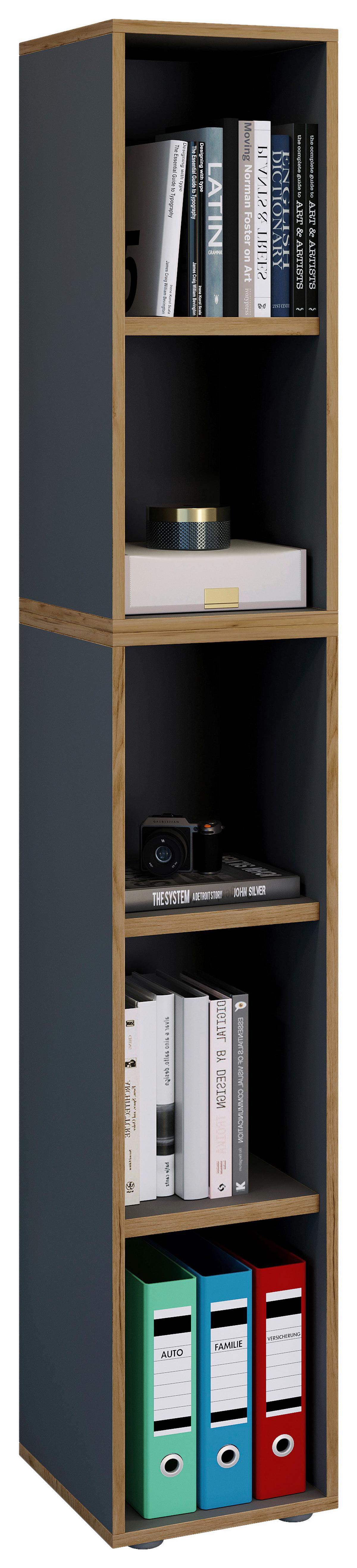 Aktenregal Salia B30 - Honigeiche/Anthrazit, Design, Holzwerkstoff/Kunststoff (30/183/33cm) - P & B