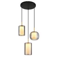 LED-HÄNGELEUCHTE 15740-3 - Messingfarben/Schwarz, Design, Glas/Metall (50/150cm) - Globo