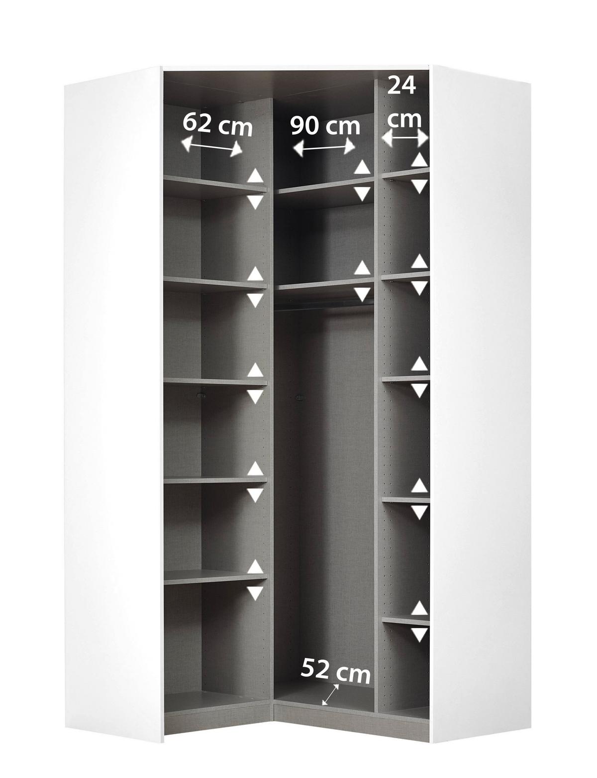Kutni Ormar Za Odjeću Alabama - bijela/siva, Moderno, drvni materijal (117/229/117cm) - Modern Living