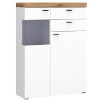 Highboard Kiro Alpinweiß/Artisan Eiche - Schwarz, MODERN, Glas/Holzwerkstoff (100/141/42cm) - Mömax