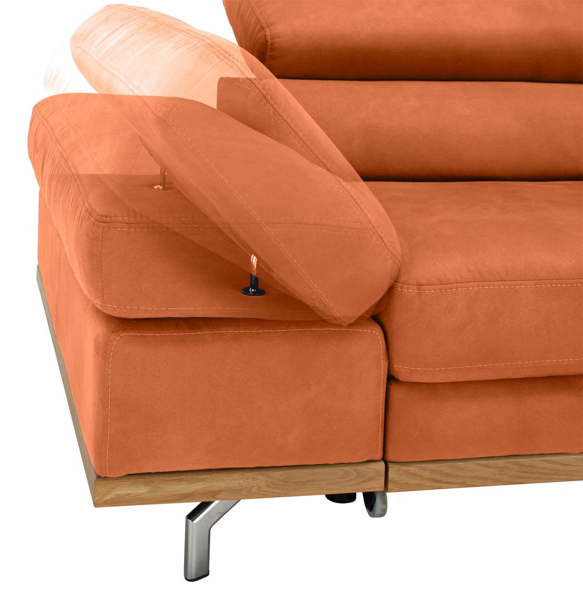 Ecksofa Carmen Orange - Chromfarben/Schwarz, KONVENTIONELL, Holz/Textil (292/72/226cm) - Premium Living