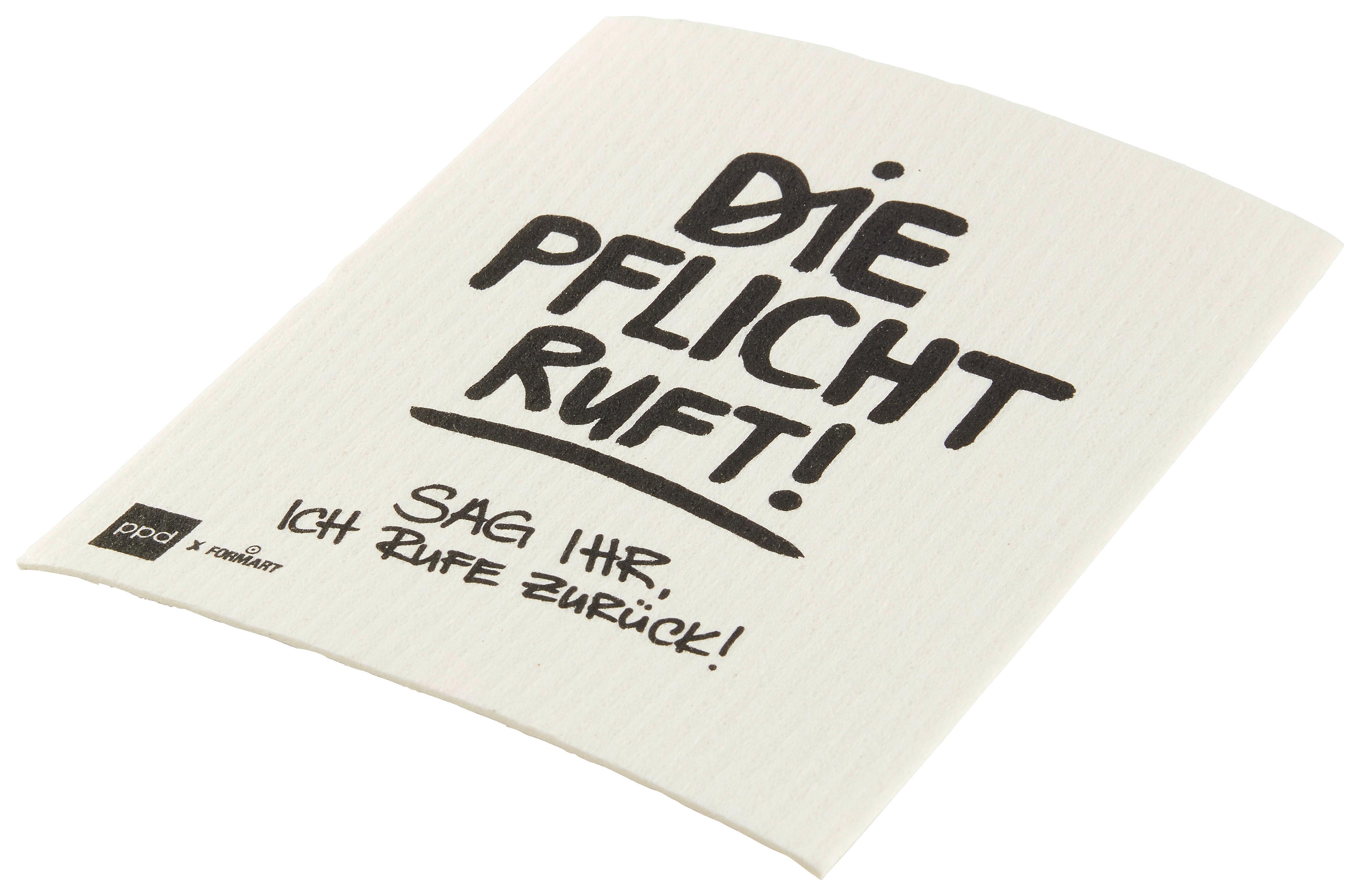 Schwammtuch Peter in Weiß - Schwarz/Weiß, Textil (20/17cm)