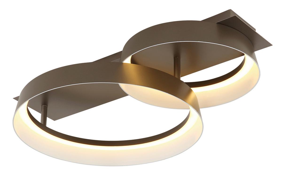 Led Stropna Svjetiljka Syrakus - smeđa/opalna, Design, metal/plastika (50/35/12cm) - Globo