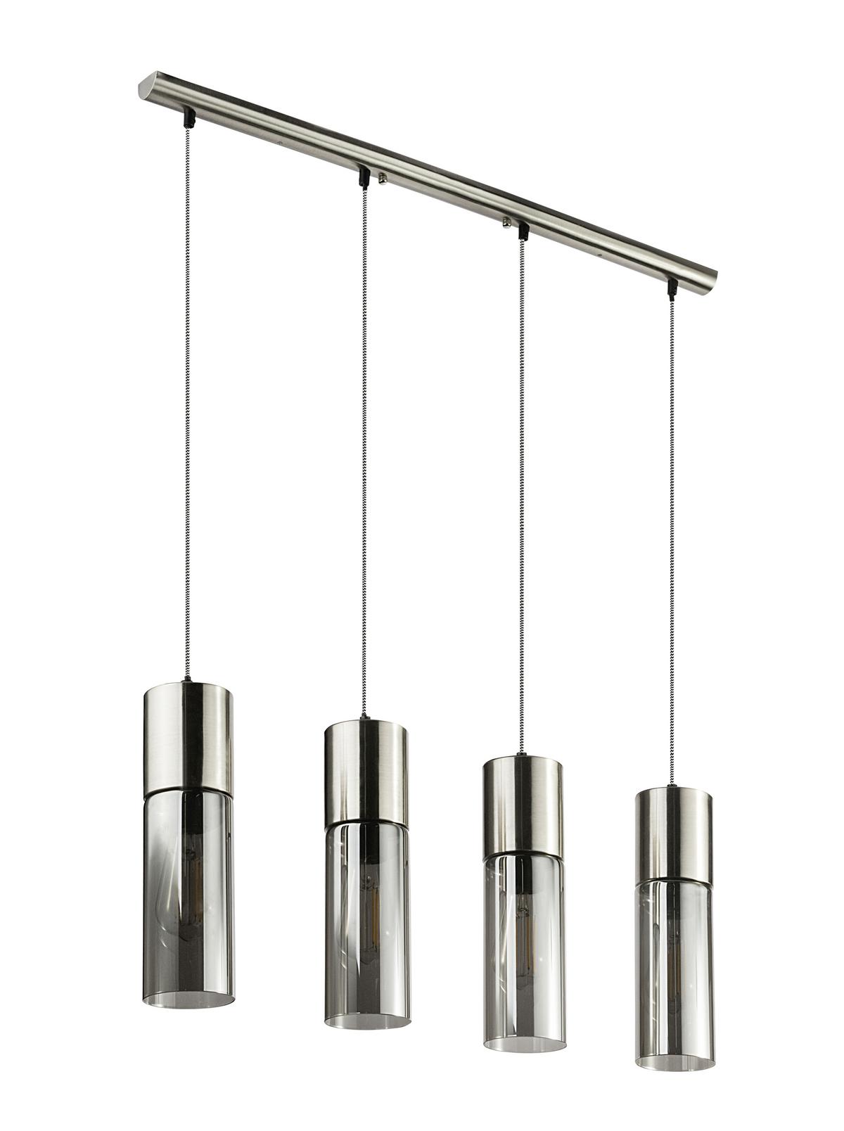 Hängeleuchte 21000-4HN in Nickelfarben max. 25 Watt - Nickelfarben, KONVENTIONELL, Glas/Metall (80/9/156cm) - Globo