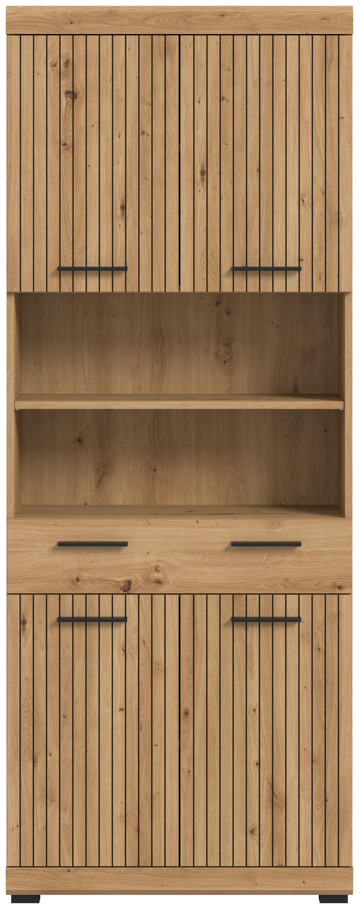 Hochschrank Scout Eiche Artisan - Schwarz/Eiche Artisan, Trend, Holzwerkstoff/Kunststoff (74/191/31cm) - MID.YOU