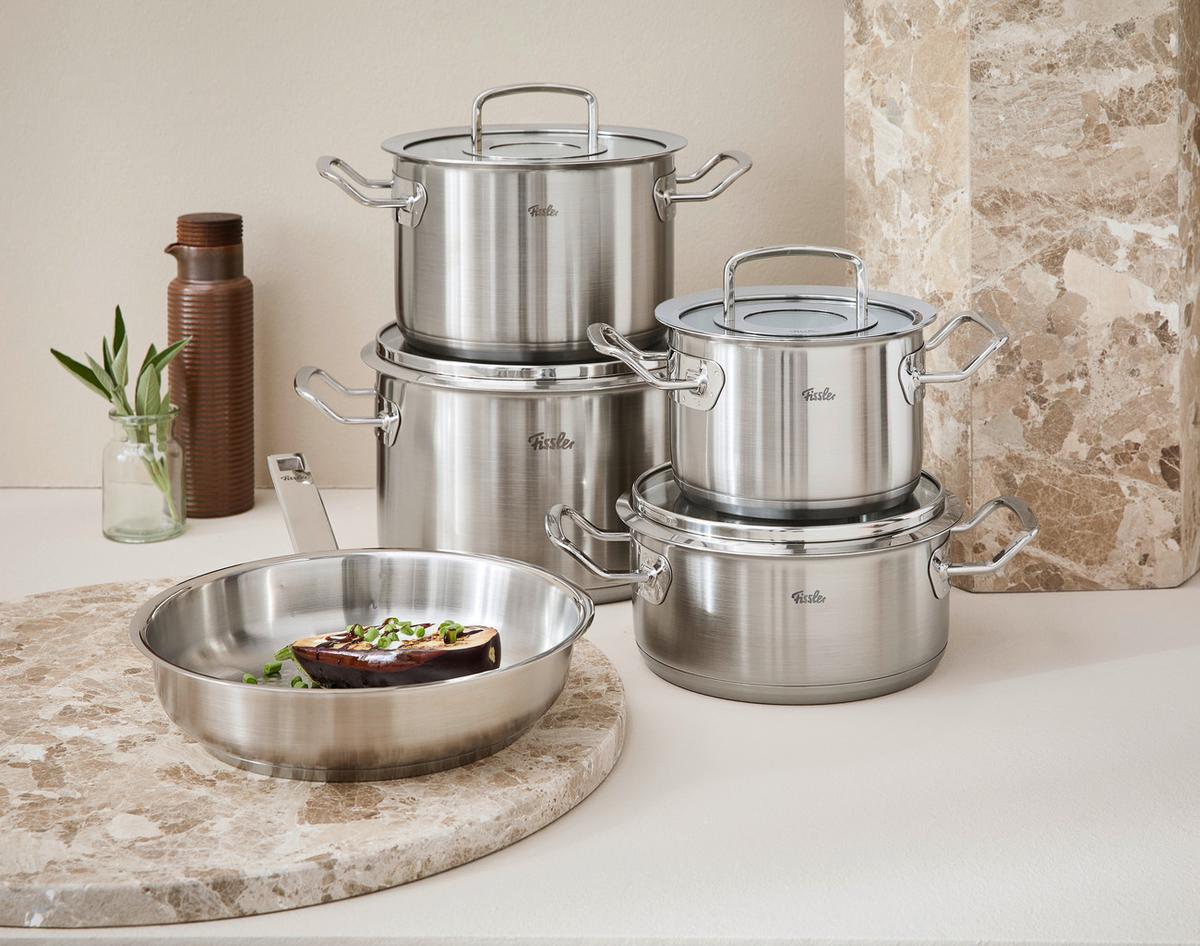 ZESTAW GARNKÓW 084-379-05-000/0 FISSLER - kolor srebrny, Basics, metal/szkło - Fissler