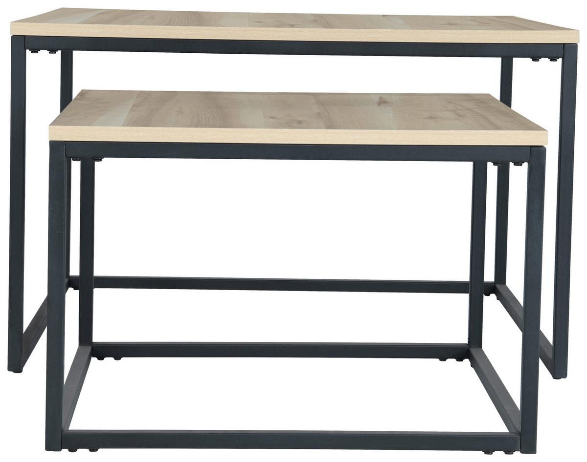 STOLIK KAWOWY CARRARA - kolor dębowy/czarny, Design, materiał drewnopochodny/metal (80/50/80cm) - MID.YOU