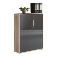 Aktenschrank Office Edition Sonoma Eiche/Anthrazit - Anthrazit Hochglanz/Sonoma Eiche, MODERN, Holzwerkstoff (84,5/114/33cm) - MID.YOU