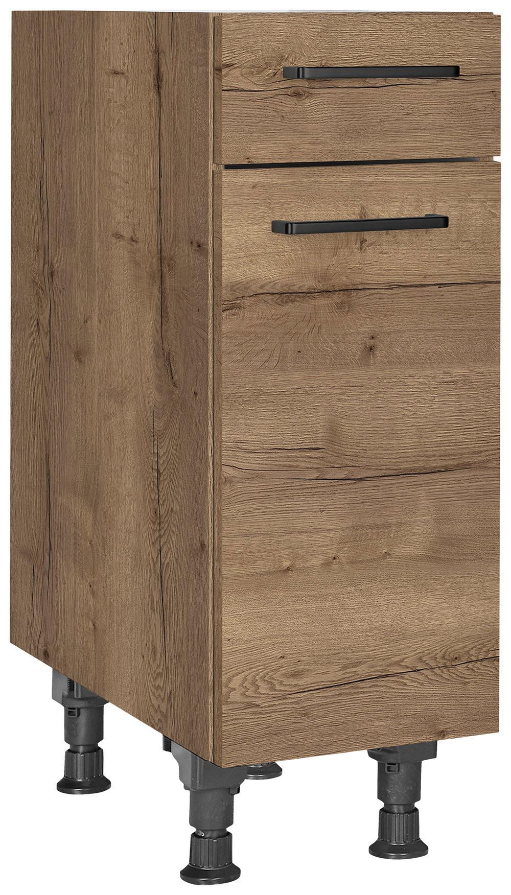 Schubkastenunterschrank Structura Eiche dunkel - Eiche dunkel/Schwarz, MODERN, Holzwerkstoff/Metall (30/87/56cm) - Nobilia