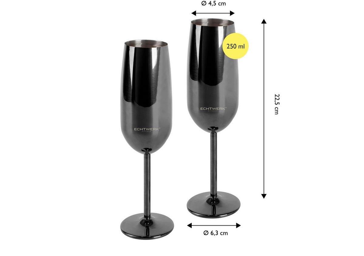 Kozarec Za Penino Bubble, 2 Kos - črna/visoki sijaj, Basics, kovina (6,3/6,3/22,5cm) - Echtwerk