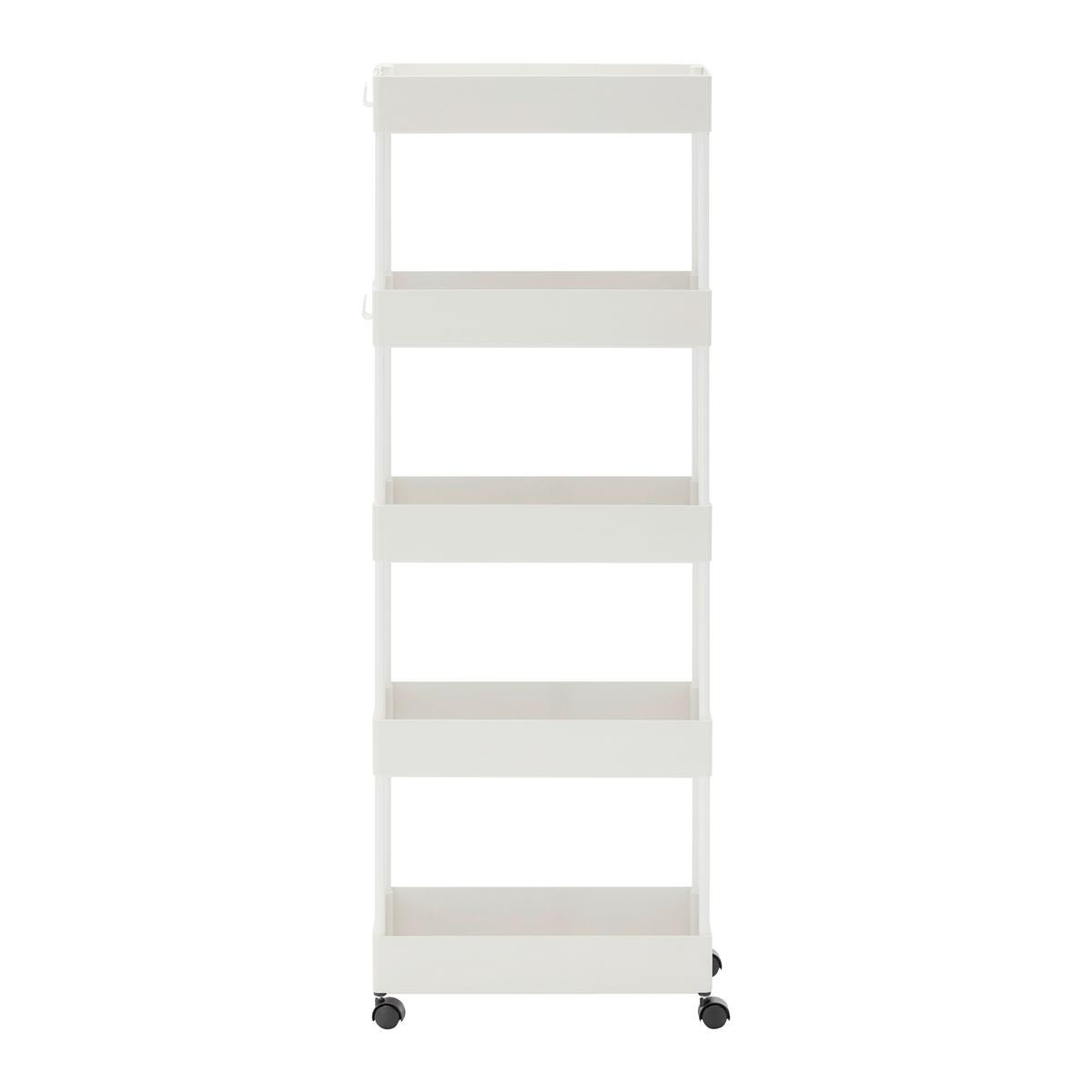Kopalniški Regal Sandro, S Kolesci, Bela - bela, Moderno, kovina/umetna masa (40/116/22cm) - Bessagi Home