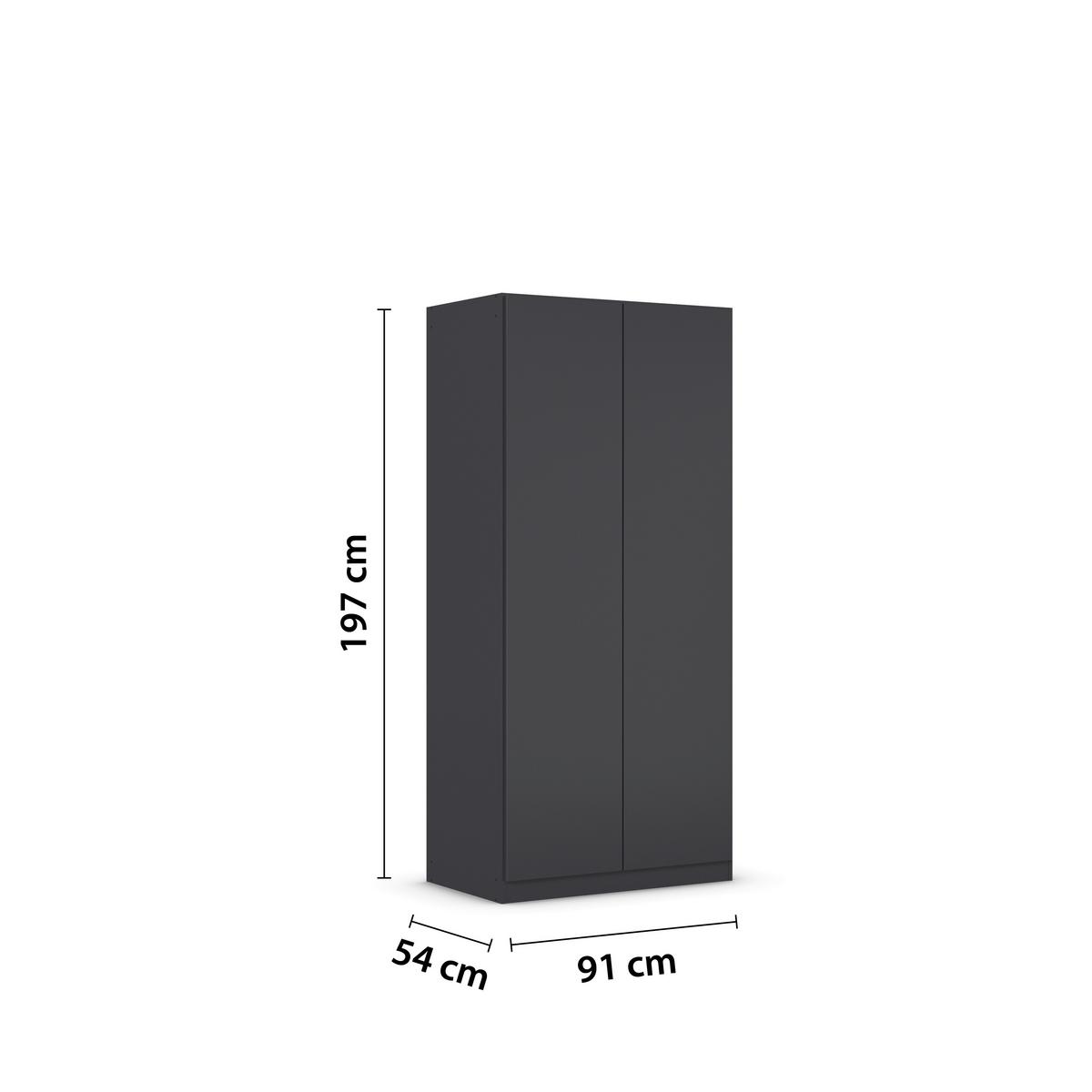 Drehtürenschrank COSTA ca.91x197x54cm Grau Metallic - Grau, MODERN, Holzwerkstoff (91/197/54cm) - Rauch Möbel