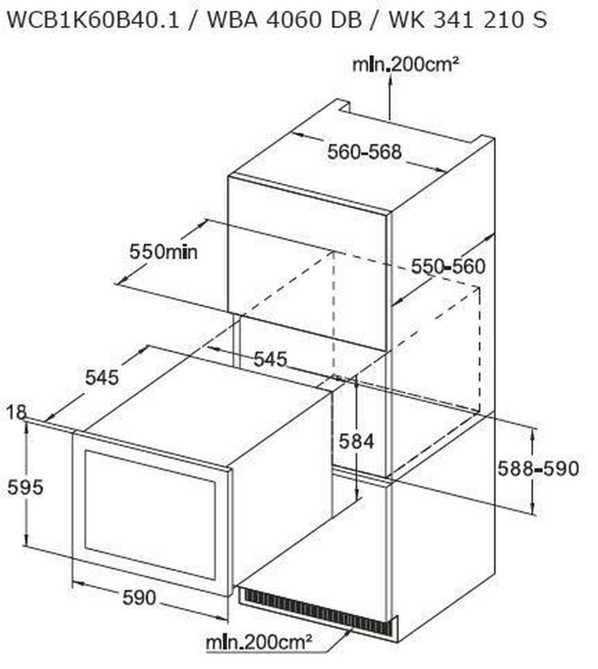 Weinkühlschrank WK341210S - Schwarz, Metall (59/59,5/60,8cm) - Amica
