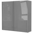 Schwebetürenschrank Grau Hochglanz - Alufarben/Grau, KONVENTIONELL, Holzwerkstoff/Metall (225/222,5/67cm) - PREMIUM LIVING