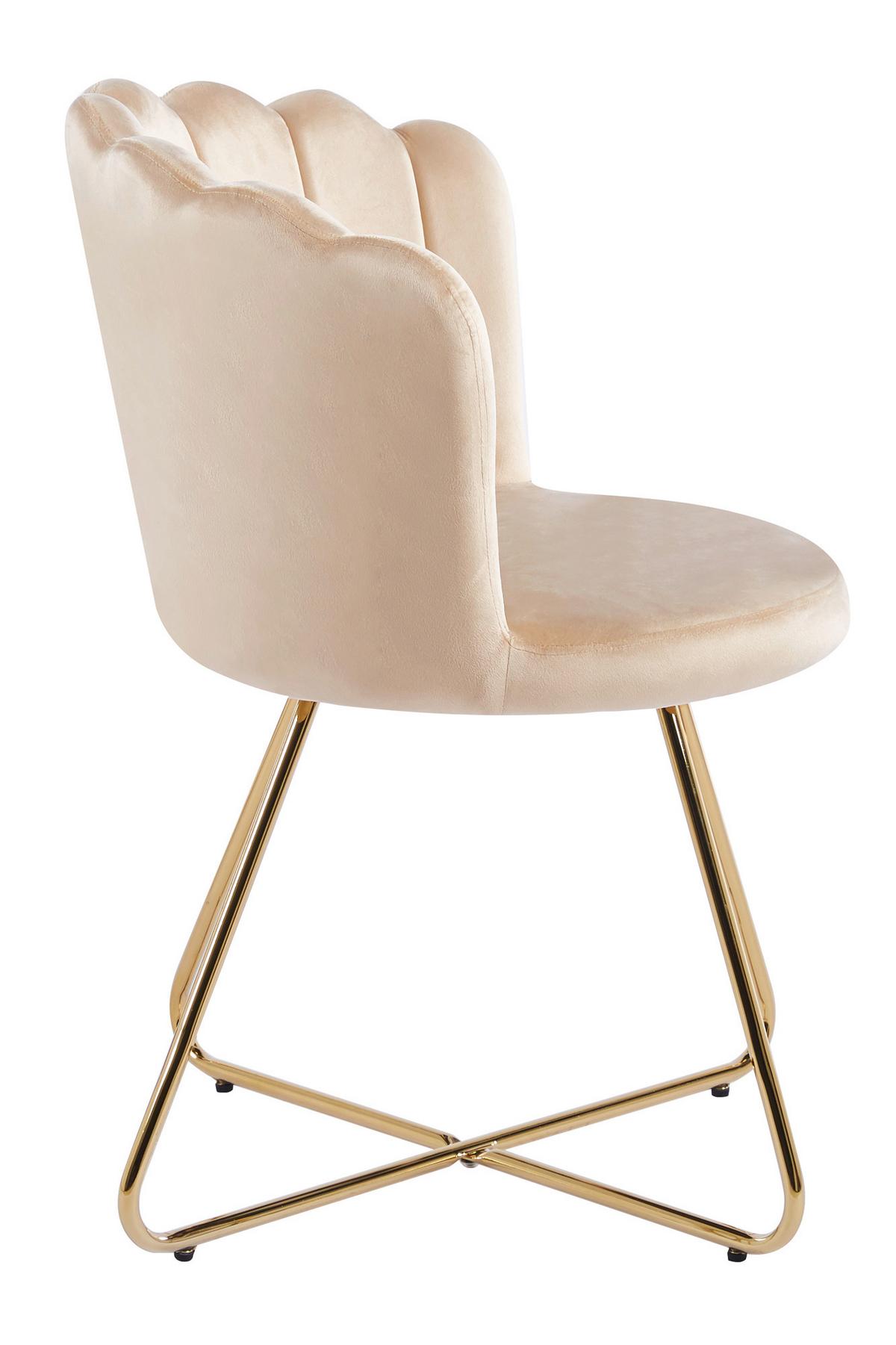 Set Stolov Samt, Bež, 2-Delni - zlate barve/bež, Moderno, kovina/tekstil (69,5/85/66cm) - Livetastic