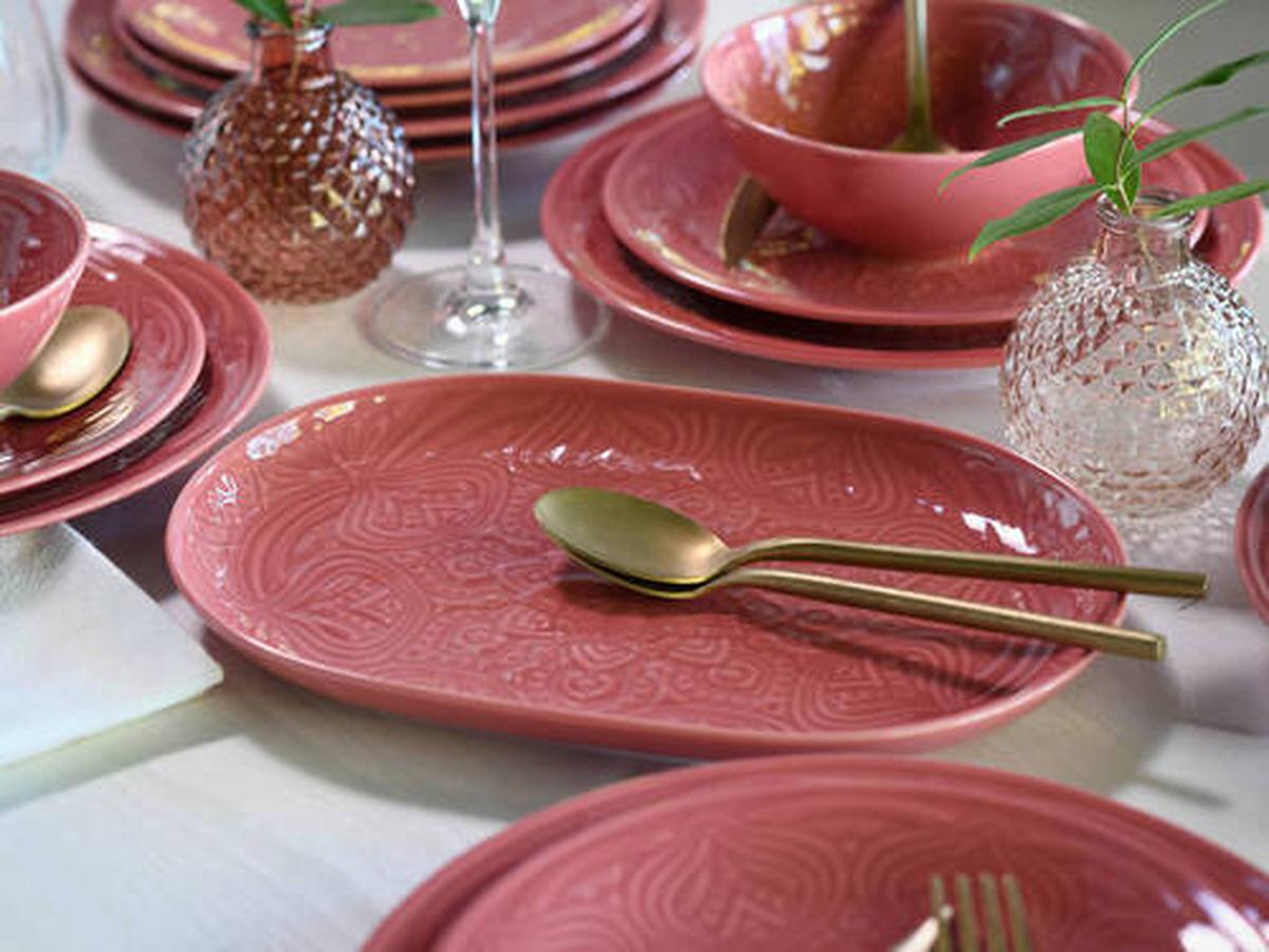 Set Pladnjev Za Serviranje Orient Mandala, 2-Delni - temno roza, Trend, keramika (30/23/7cm) - Creatable