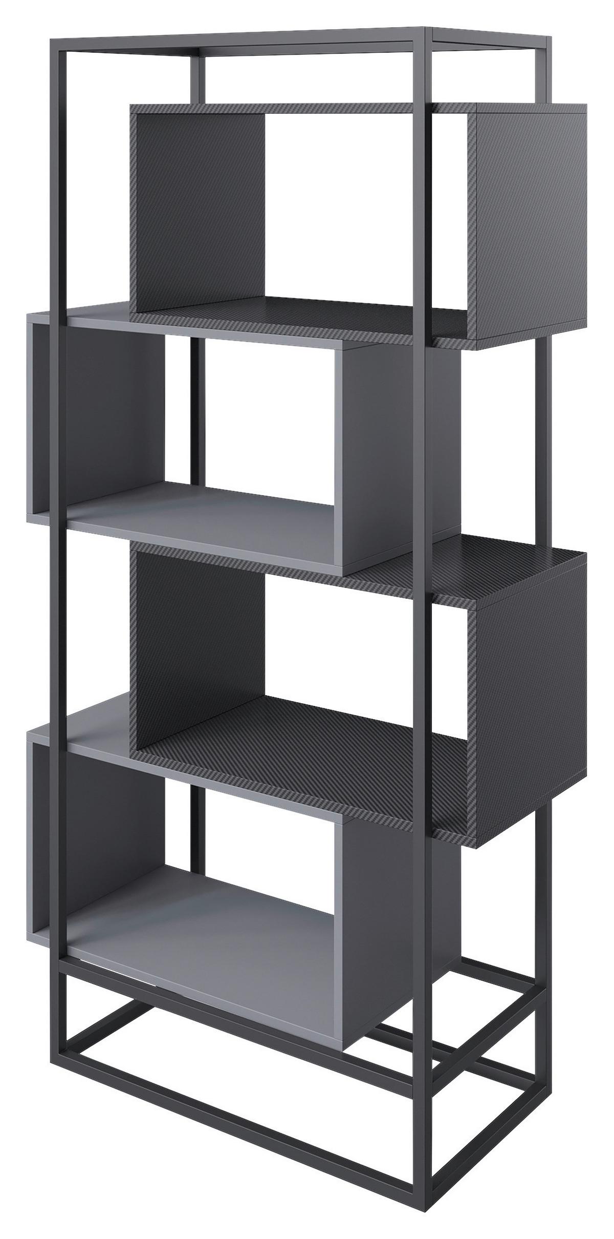 Regal Minecraft ca. 70x164x38 cm Schwarz/Grau - Schwarz/Grau, MODERN, Holzwerkstoff/Metall (70/164/38cm) - Minecraft