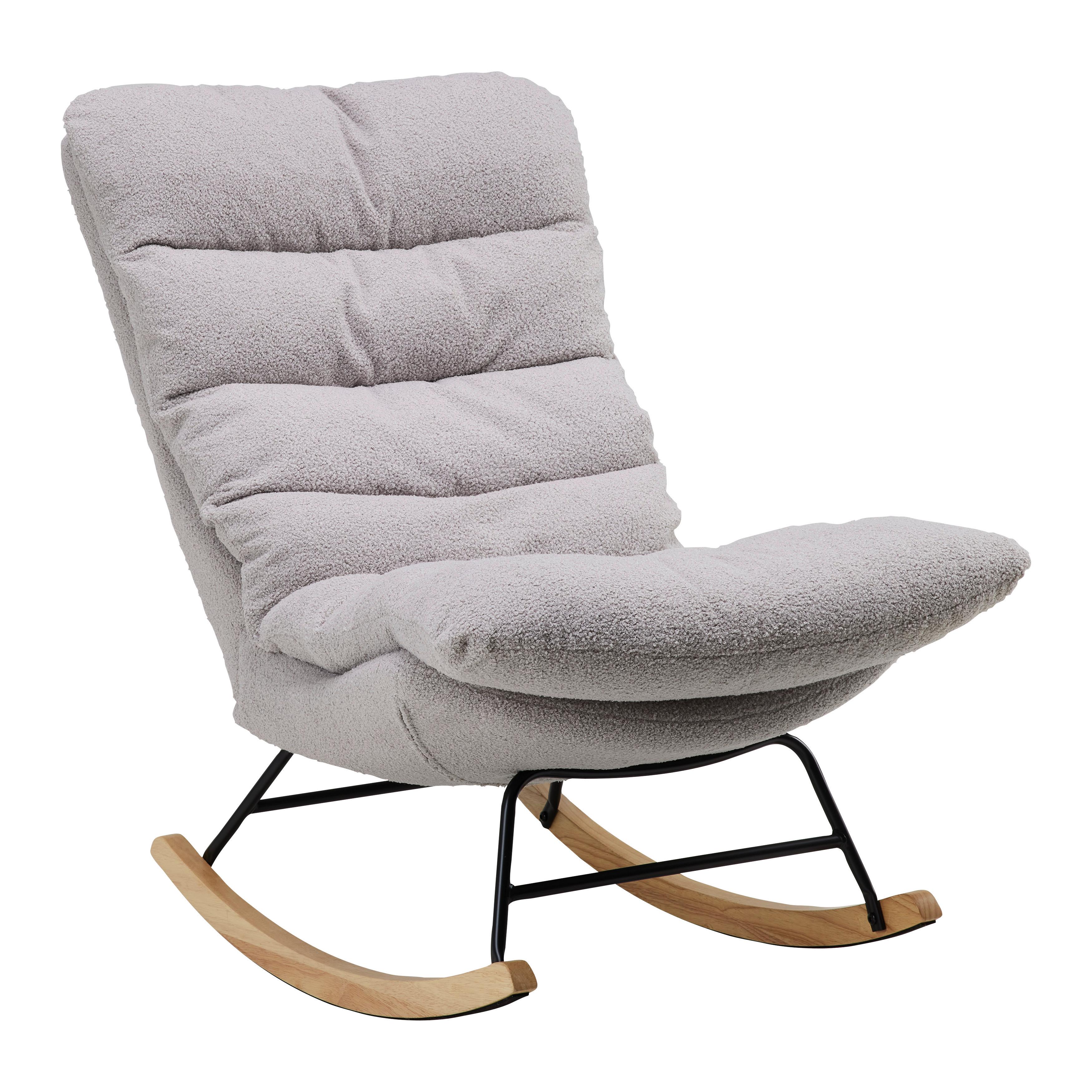 Schaukelsessel Devin Hellgrau Webstoff - Hellgrau/Naturfarben, MODERN, Holz/Textil (71/100/103cm) - Bessagi Home