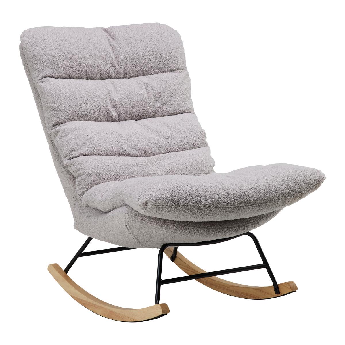 Schaukelsessel Devin Hellgrau Webstoff - Hellgrau/Naturfarben, MODERN, Holz/Textil (71/100/103cm) - Bessagi Home