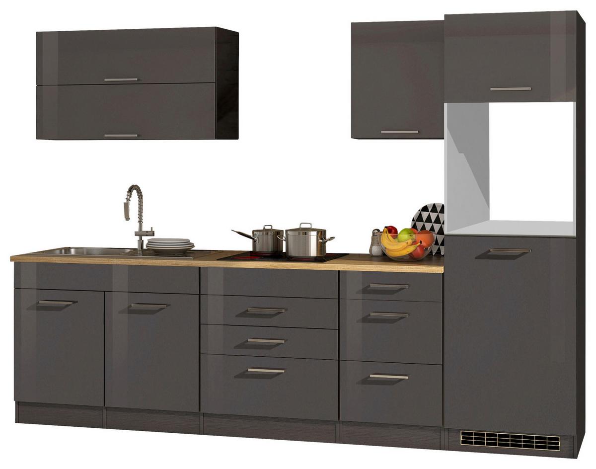 Küchenleerblock Mailand ohne Geräte Graphitfarben - Silberfarben/Graphitfarben, MODERN, Holzwerkstoff/Metall (290cm) - Held