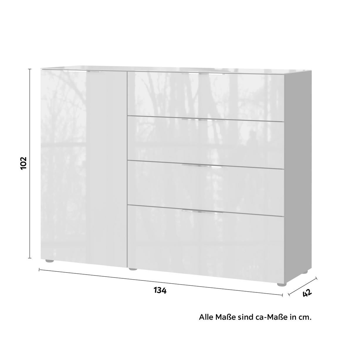 Sideboard Oakland in Grau/Graphitfarben - Chromfarben/Silberfarben, MODERN, Glas/Holzwerkstoff (134/102/42cm) - Premium Living