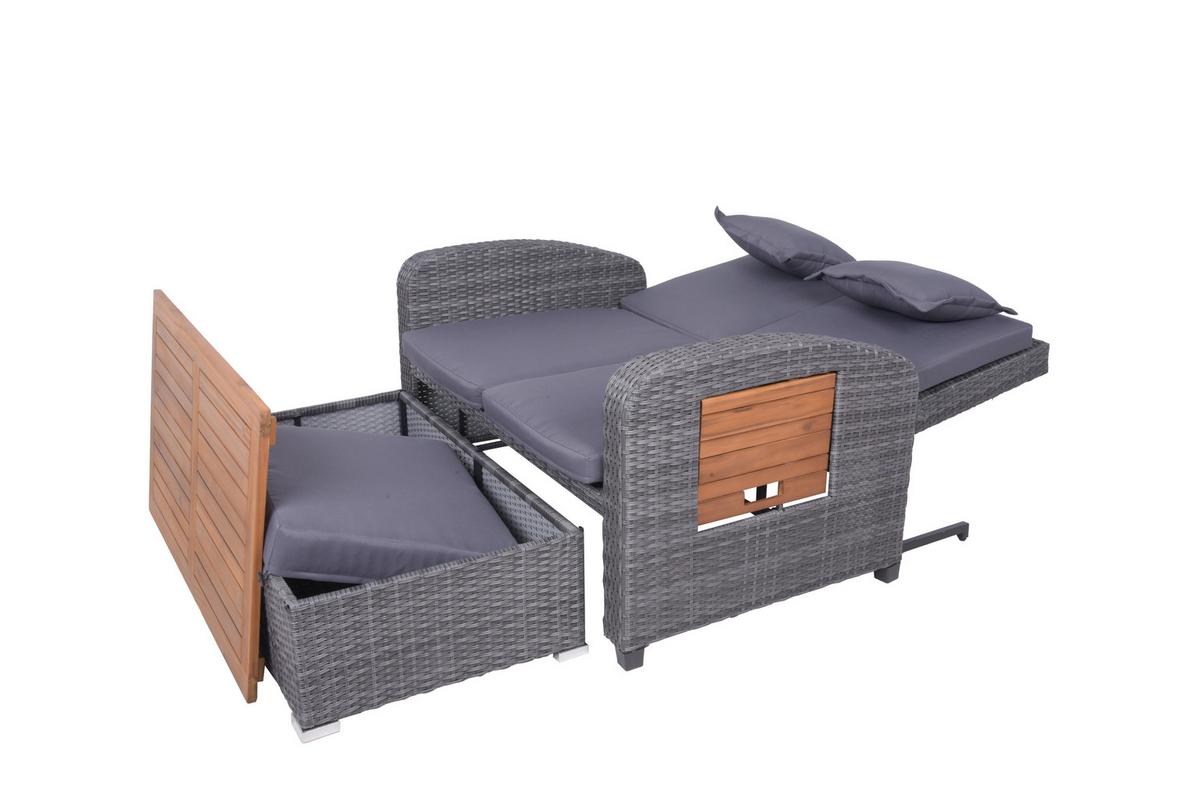 Loungegarnitur Bari ca. 116x95x118 cm Grau - Dunkelgrau/Anthrazit, Basics, Holz/Kunststoff (116/95/118cm) - Gardenson