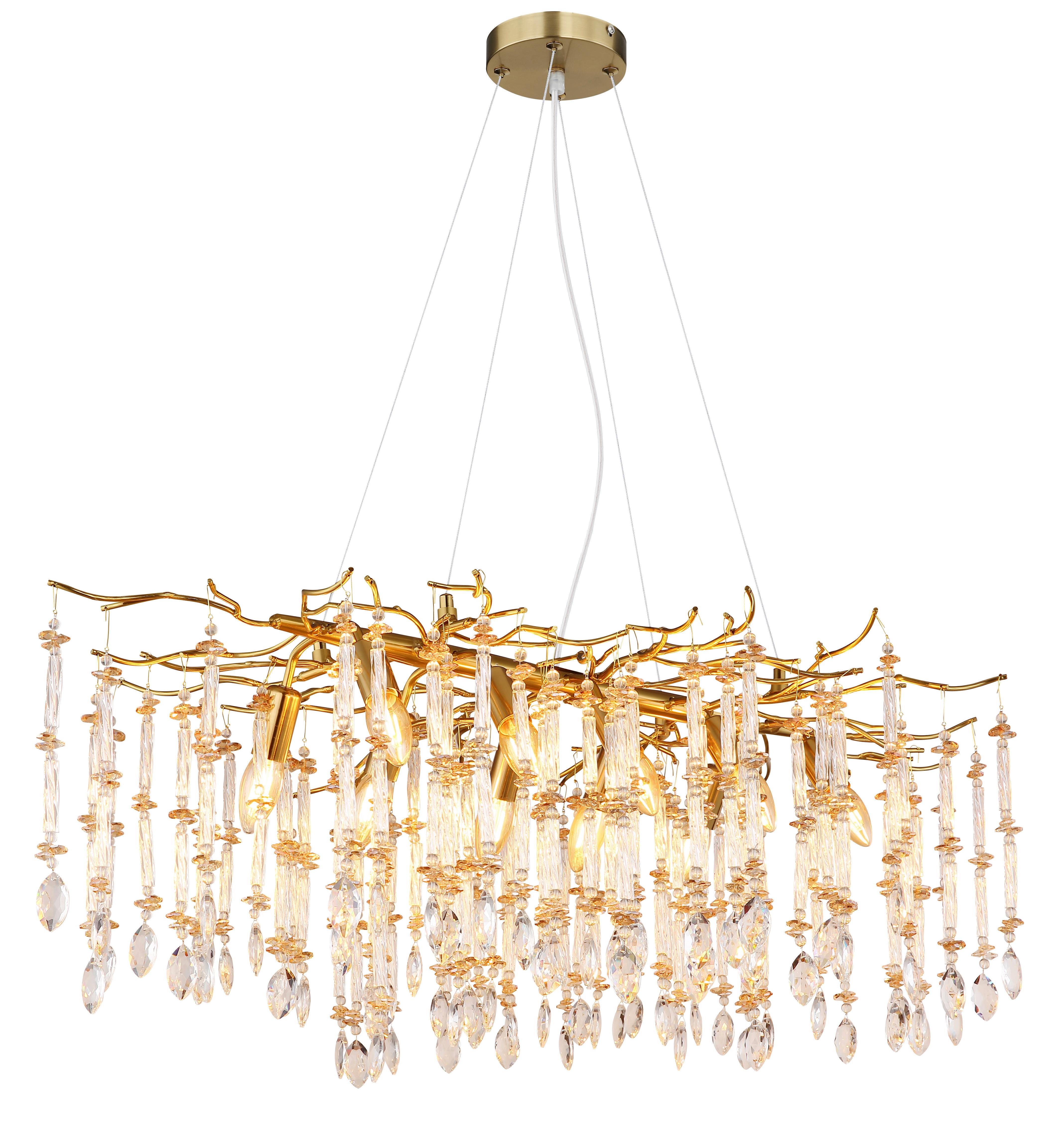 Viseća Svjetiljka Gloria - prozirno/zlatne boje, Design, staklo/metal (100/60/120cm) - Globo