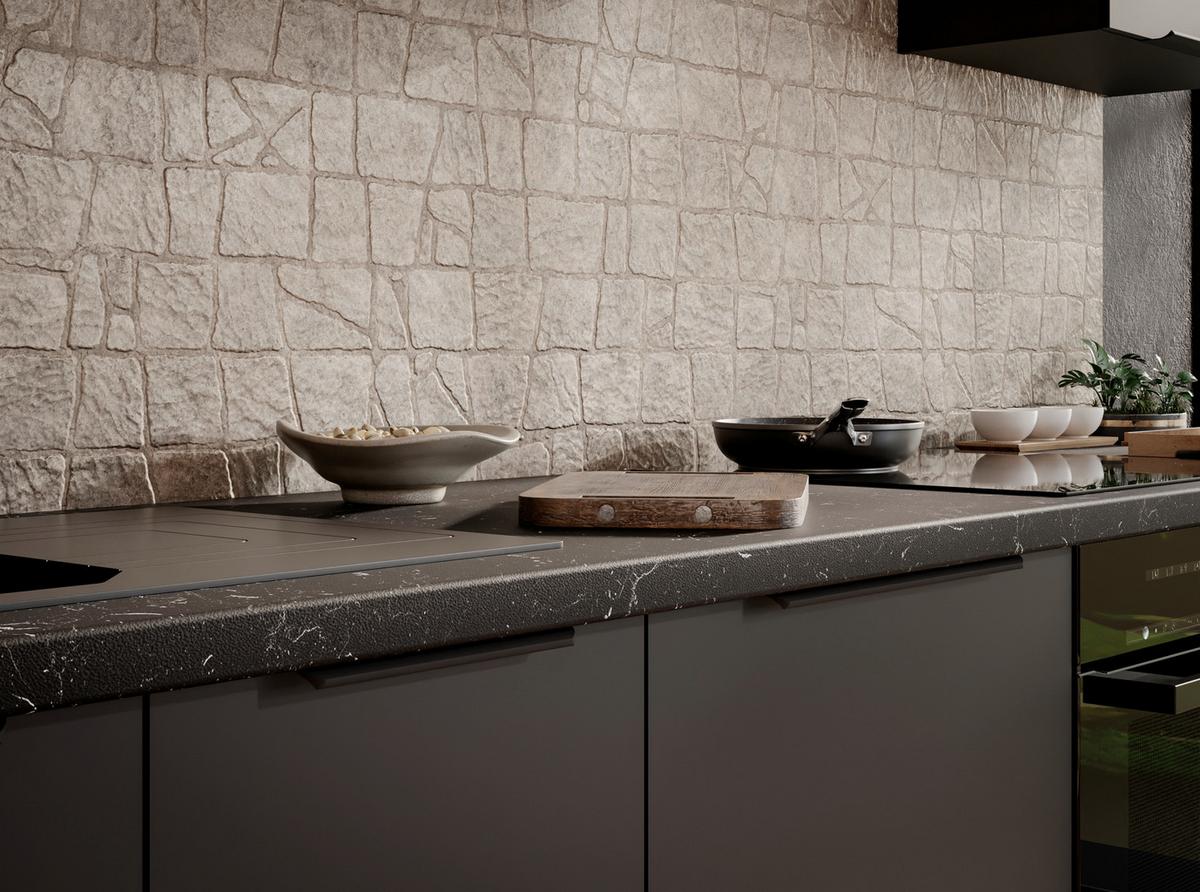 Blok Kuhinja Siena - crna, Moderno, staklo/drvni materijal (260/210/60cm) - Modern Living