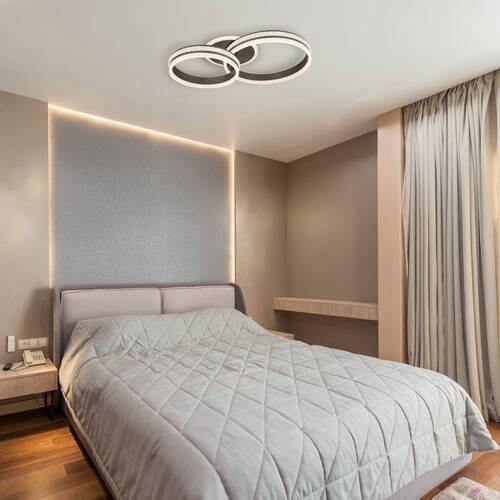 LED-Deckenleuchte Grouni Klar/Titanfarben max. 50 Watt - Klar/Titanfarben, Design, Kunststoff/Metall (65/40/14cm) - Globo