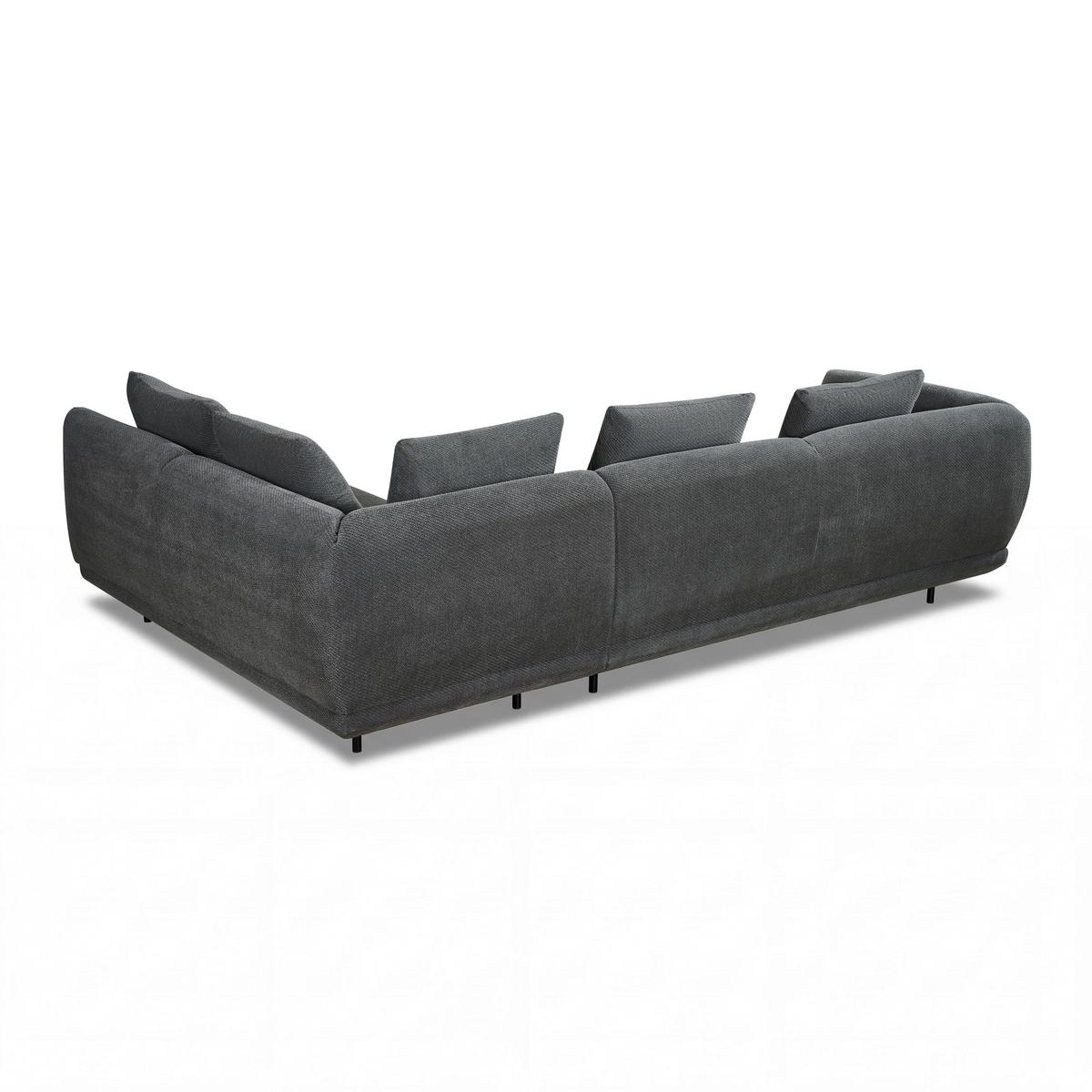 Wohnlandschaft Celina Dunkelgrau Webstoff - Dunkelgrau/Schwarz, MODERN, Holz/Textil (278/180cm) - Bessagi Home