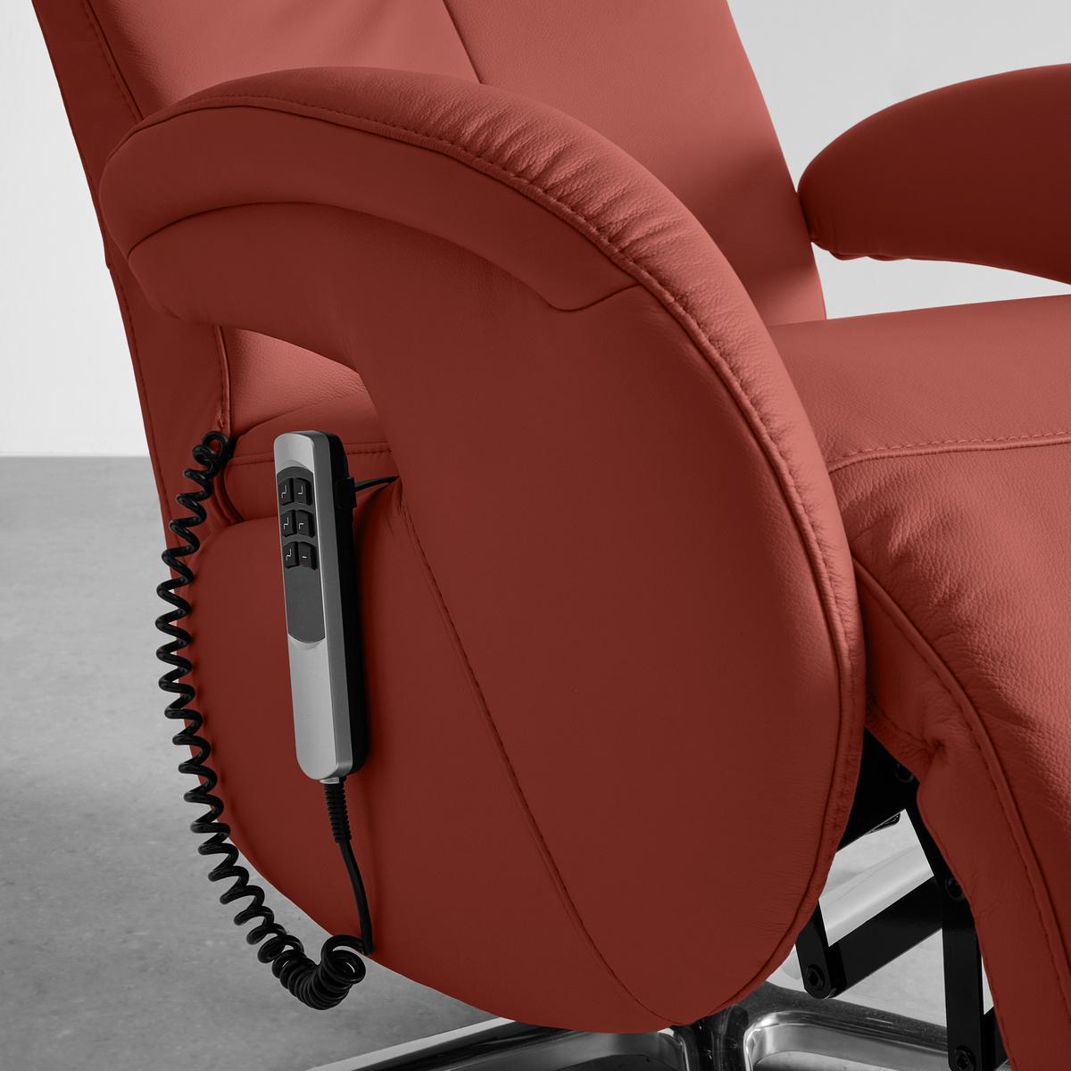 Relaxsessel Sitting 2 Weinrot - Chromfarben/Weinrot, MODERN, Leder (70/111/80cm) - Premium Living