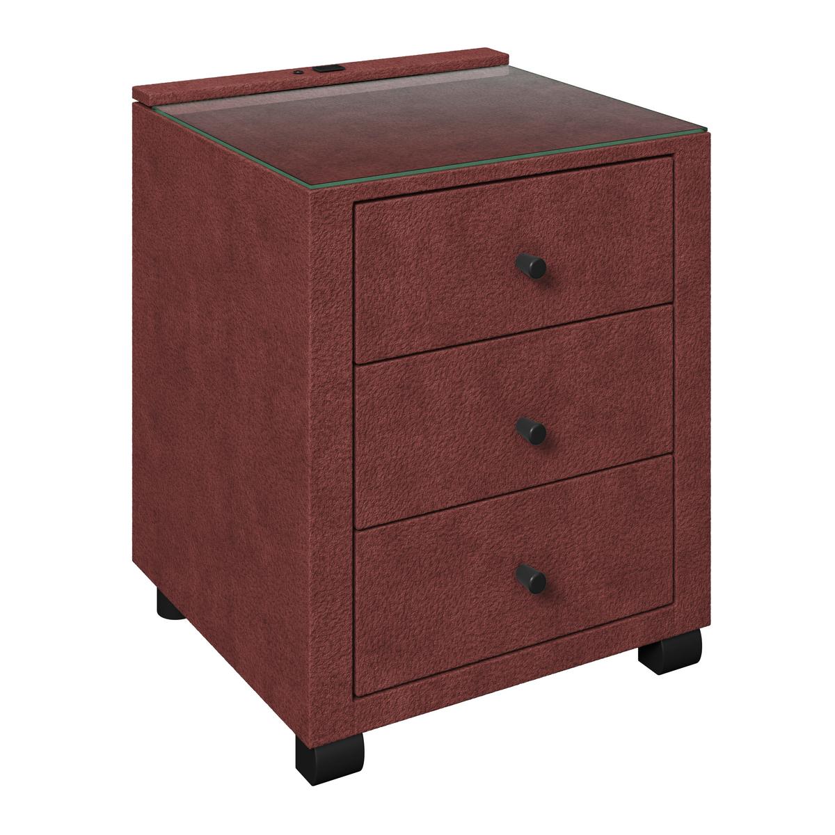 Noćni Ormarić Elysia - bordo, Trend, staklo/drvni materijal (48/68/45,5cm) - Premium Living