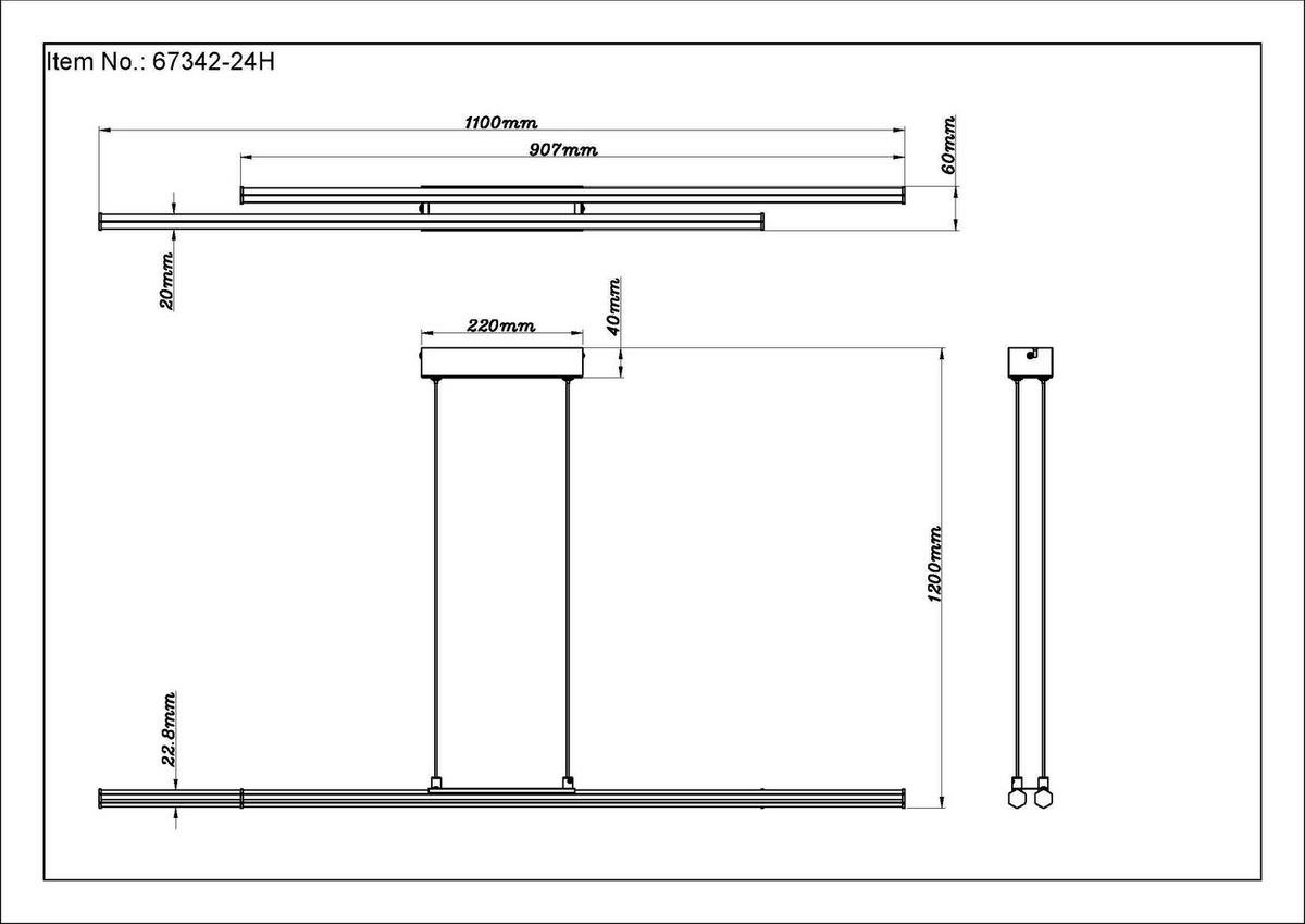 LED Függőlámpa 67342-24h Kirina - fekete/fehér, Design, műanyag/fém (110/6/120cm) - Globo