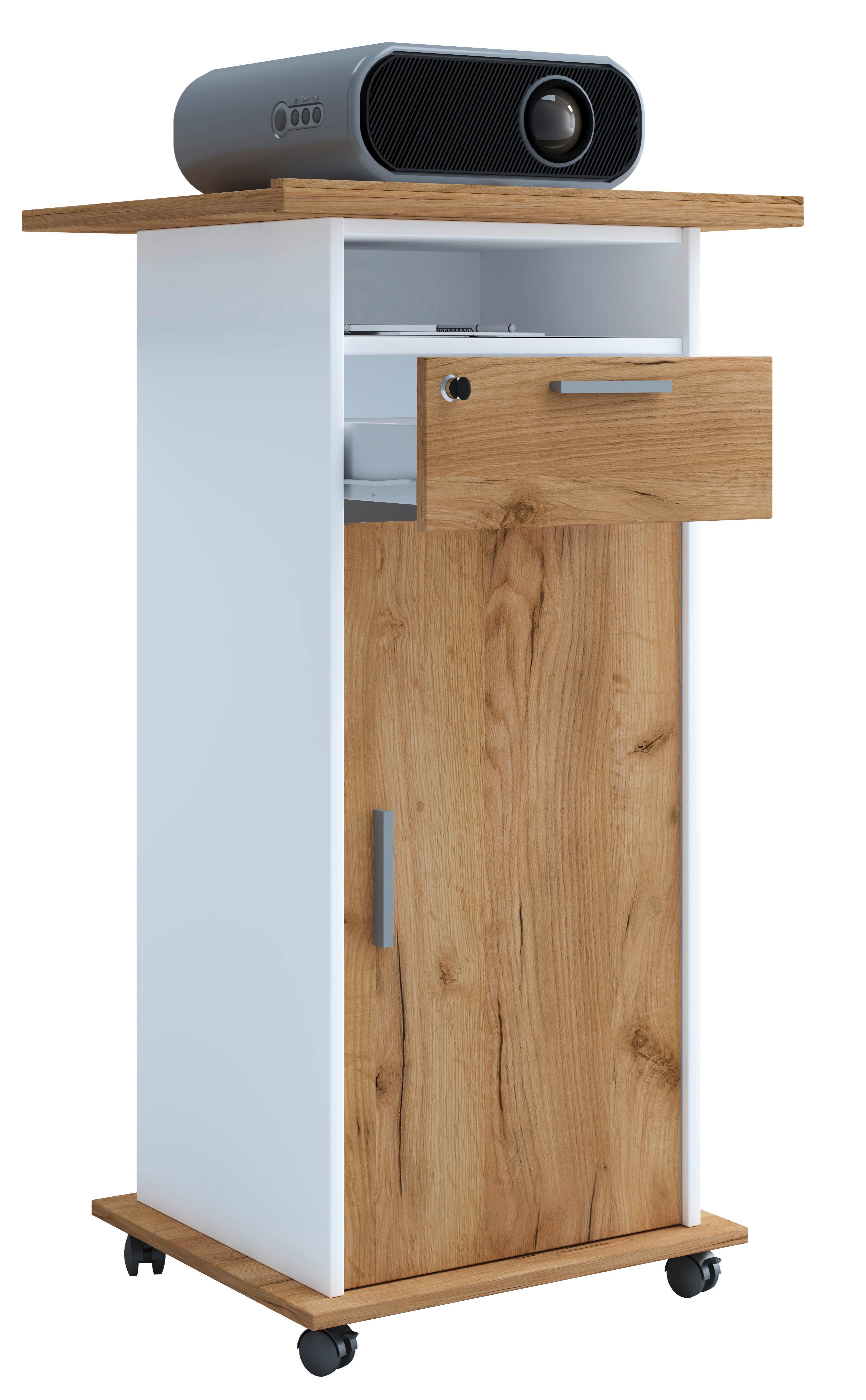LUTRIN MELTA - chêne miel/blanc, Design, matériau de bois (60/50/108,3cm) - MID.YOU