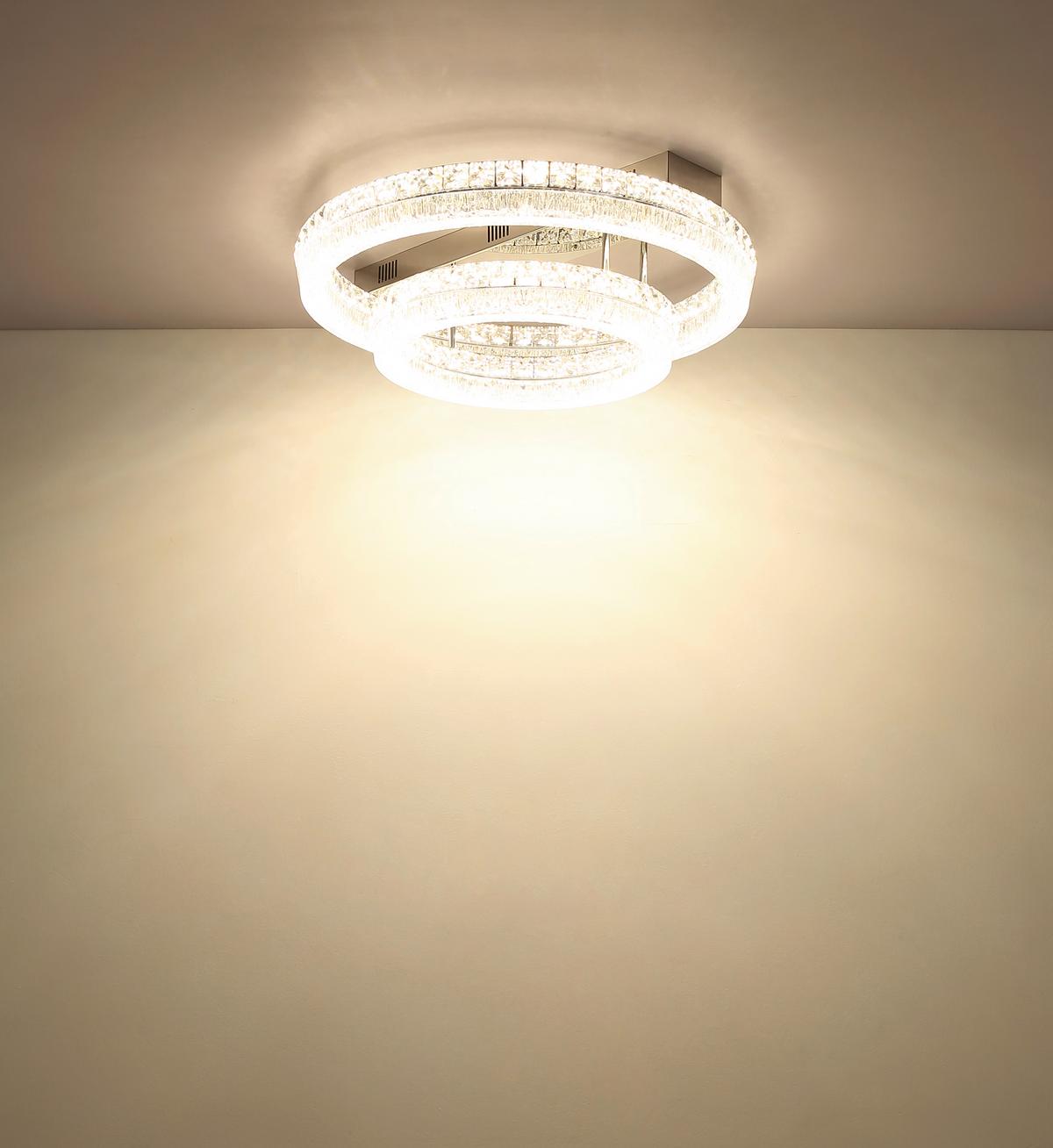 Led Stropna Svjetiljka Laurel - prozirno/boje kroma, Konvencionalno, staklo/metal (60/19,5cm) - Globo