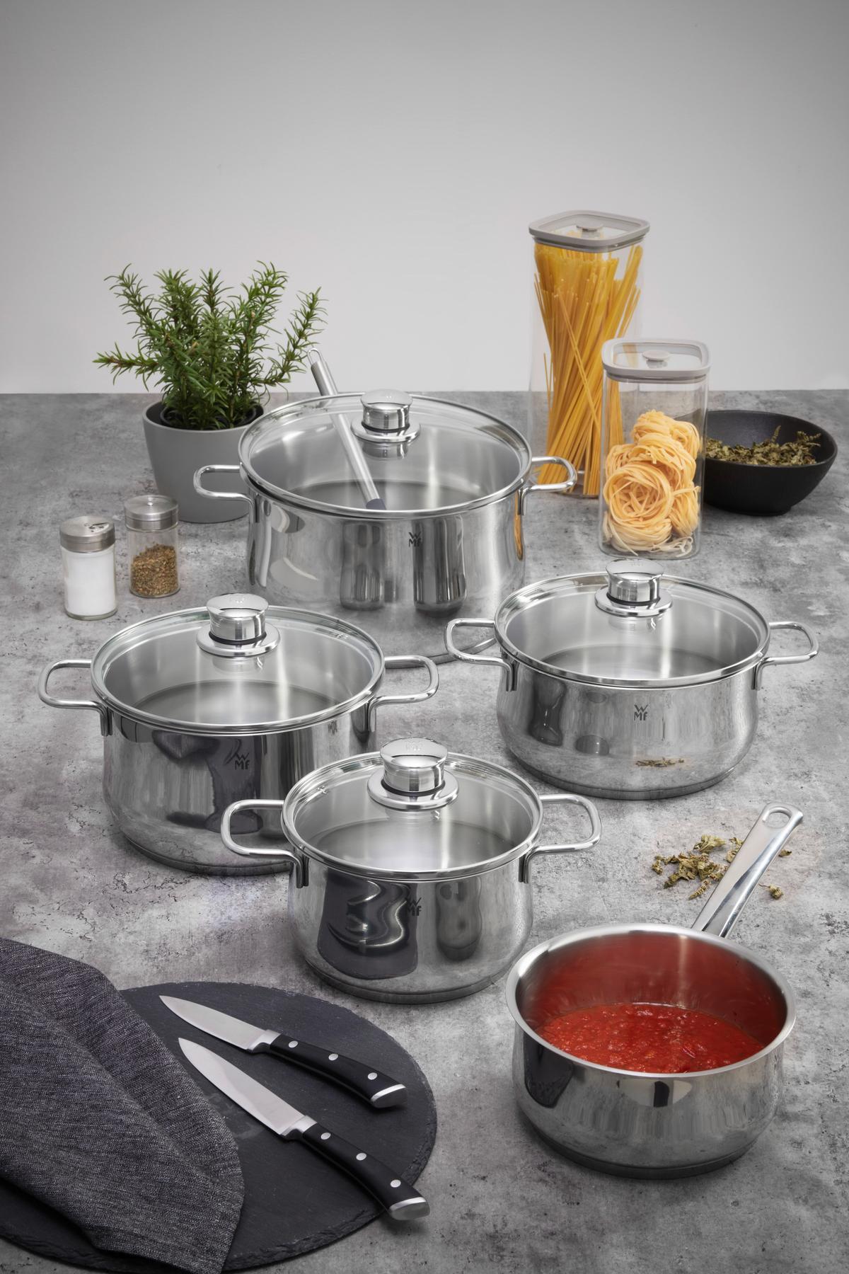 Kochtopfset WMF Diadem Plus Edelstahlfarben, 9-teilig - Edelstahlfarben, KONVENTIONELL, Metall - WMF